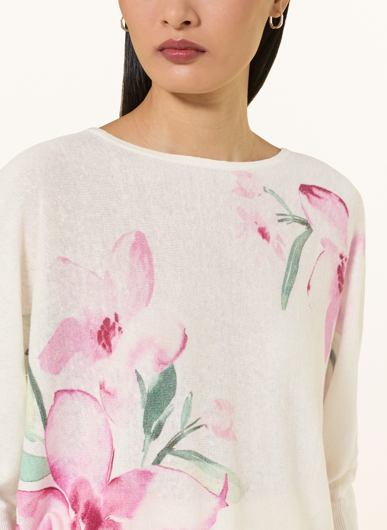 Phase Eight LORELEI Sweater with 3/4 Sleeves: ECRU / PINK / GREEN
