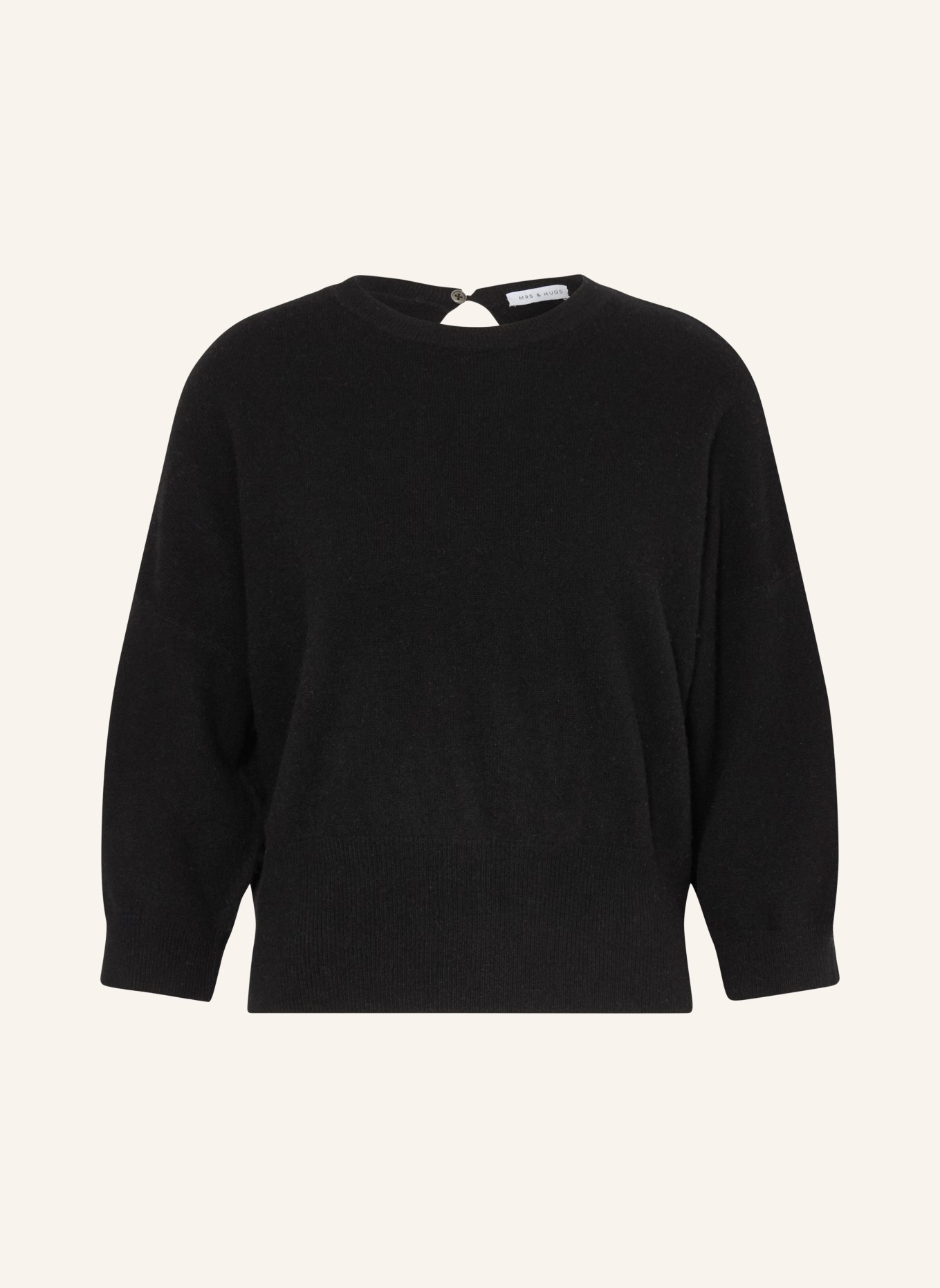 MRS & HUGS Pullover mit Cashmere und 3/4-Arm: SCHWARZ
