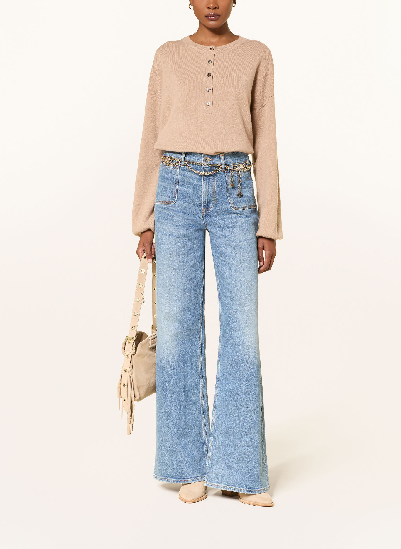 MRS & HUGS Pull en cachemire: BEIGE
