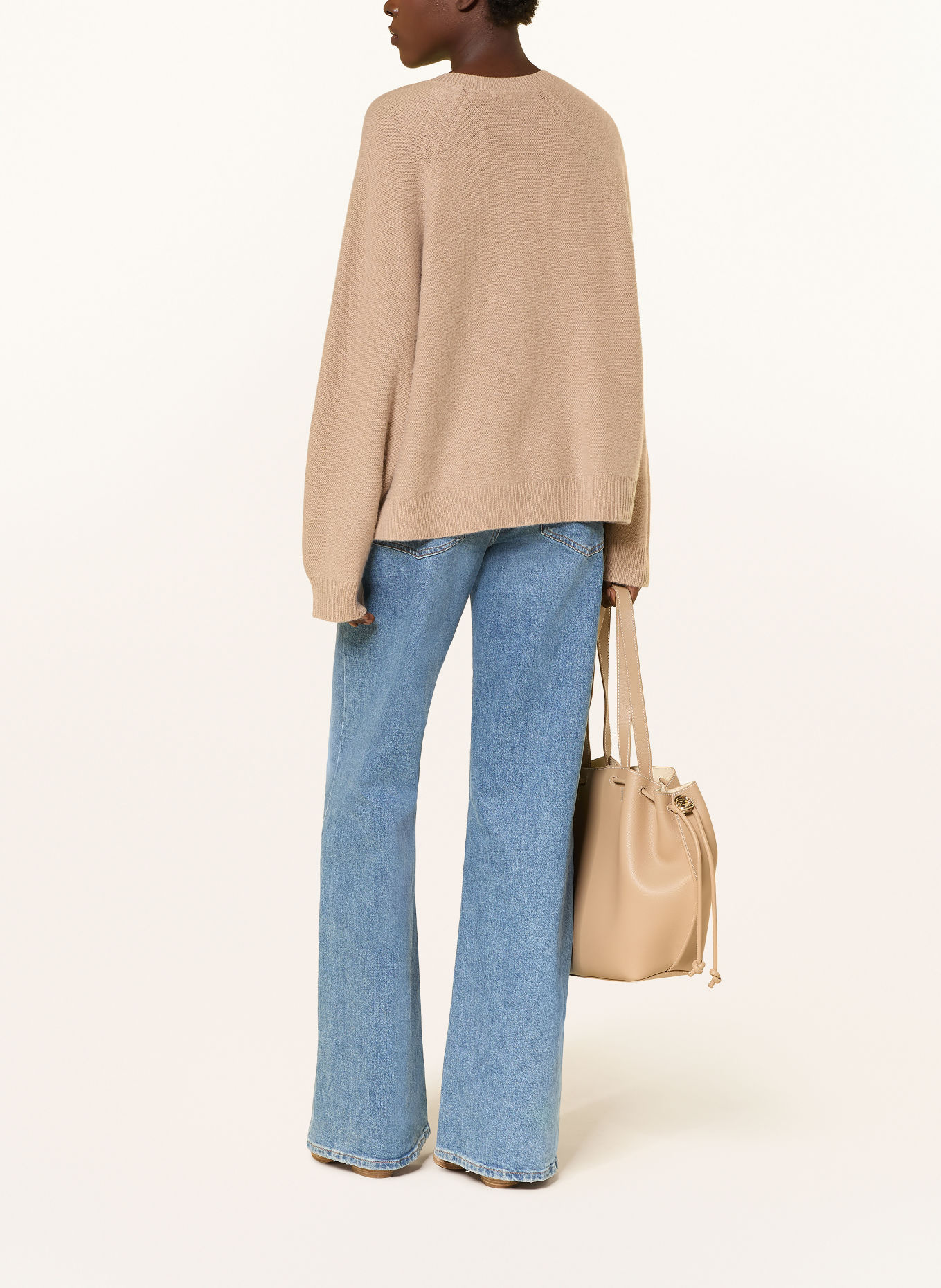MRS & HUGS Pull oversize en cachemire: BEIGE