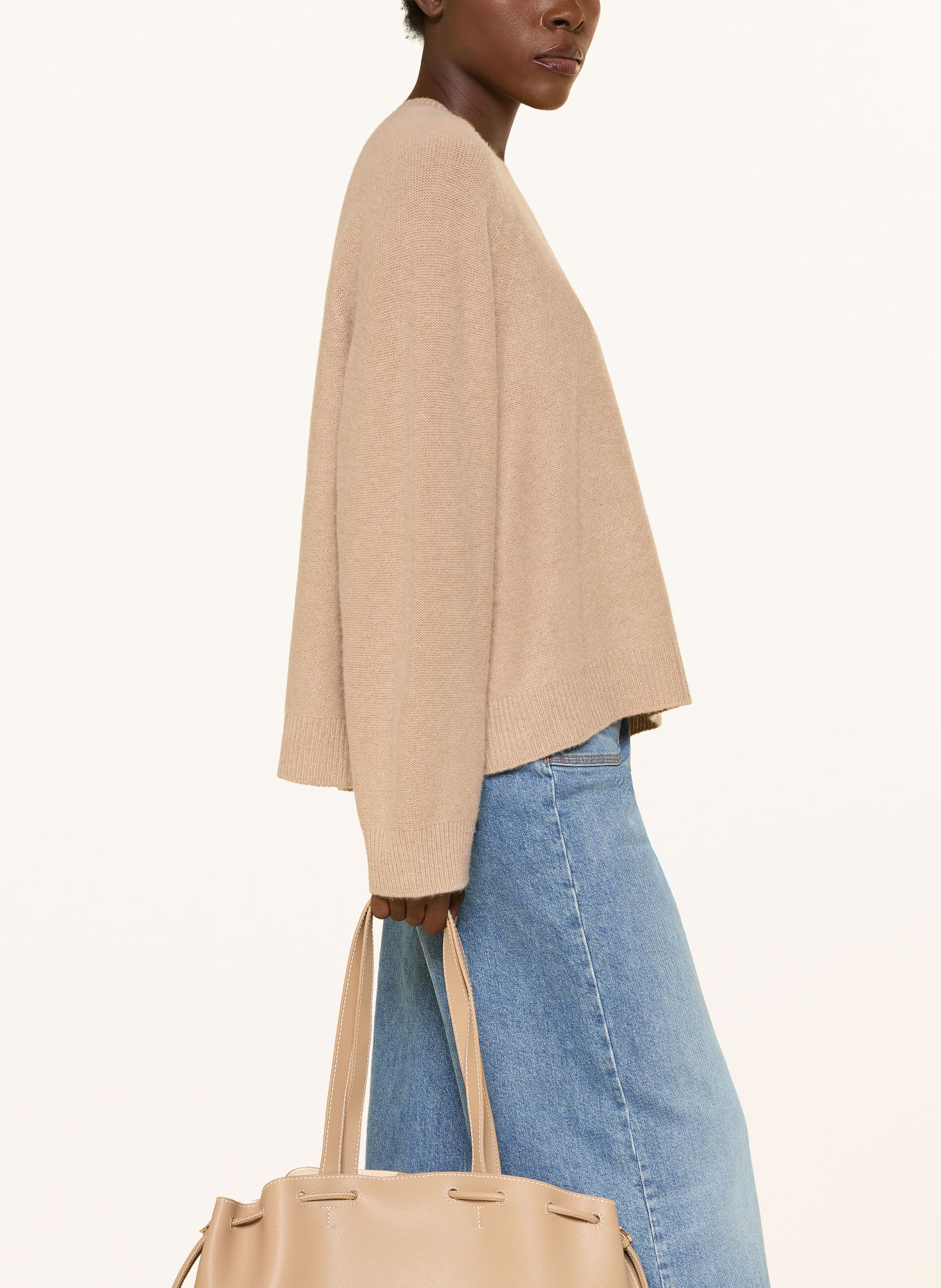 MRS & HUGS Pull oversize en cachemire: BEIGE