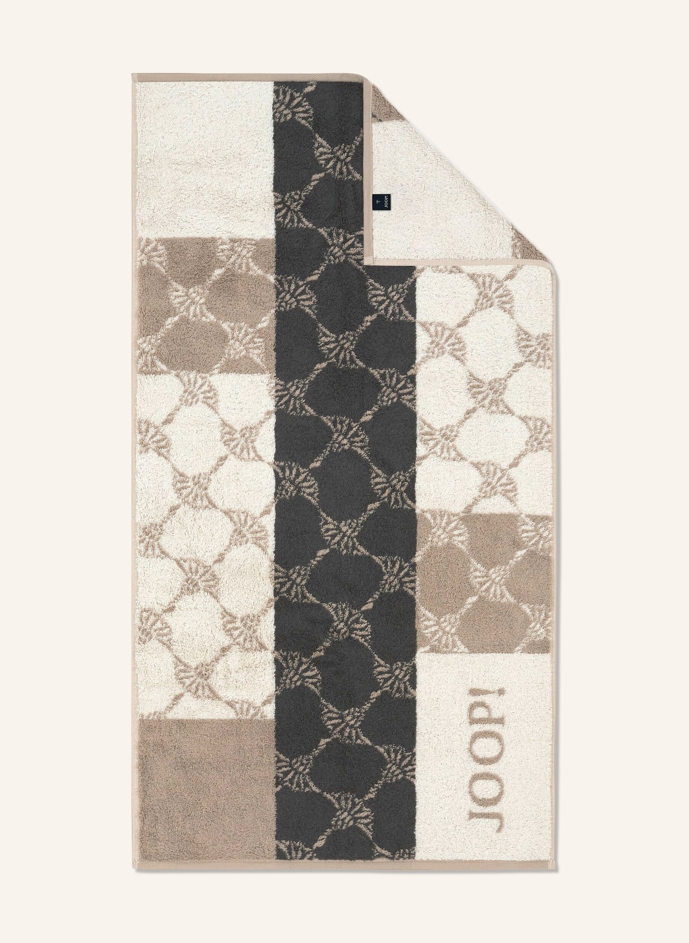 JOOP! Douchehanddoek: CRÈME / TAUPE