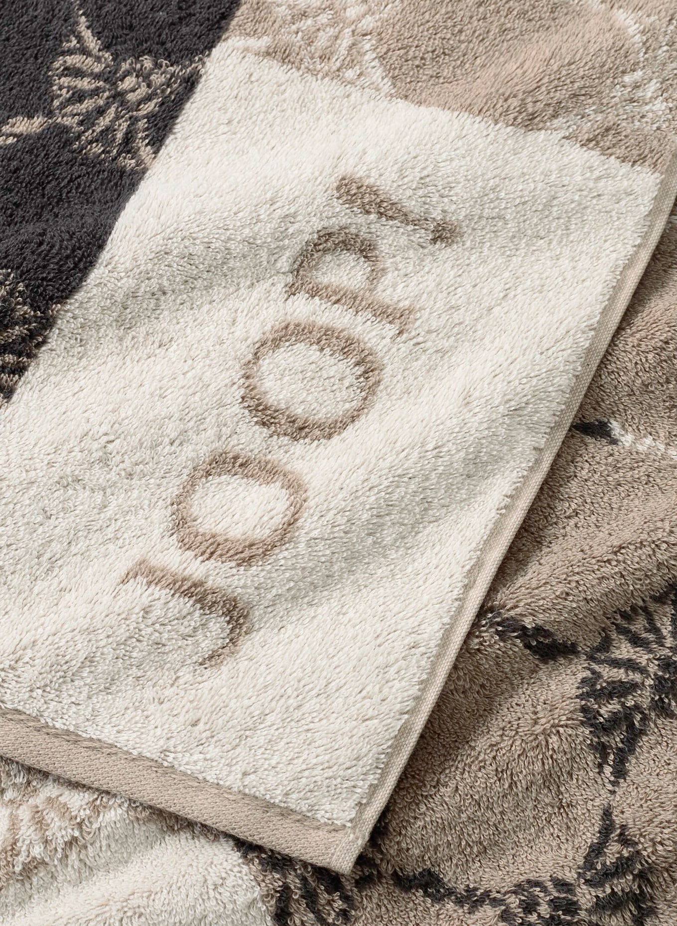 JOOP! Douchehanddoek: CRÈME / TAUPE