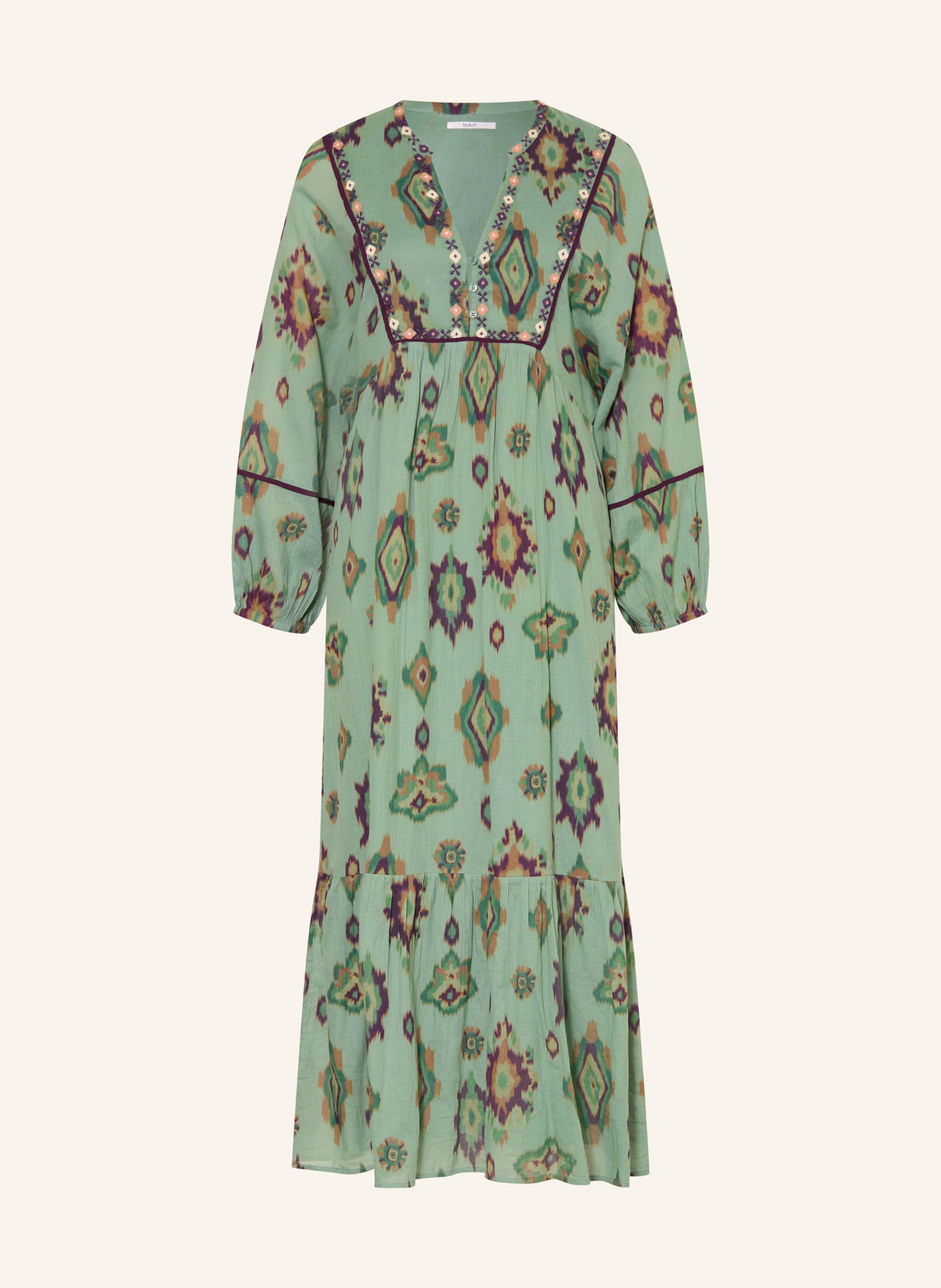 ba&sh OELIA Dress: LIGHT GREEN / PURPLE / GREEN