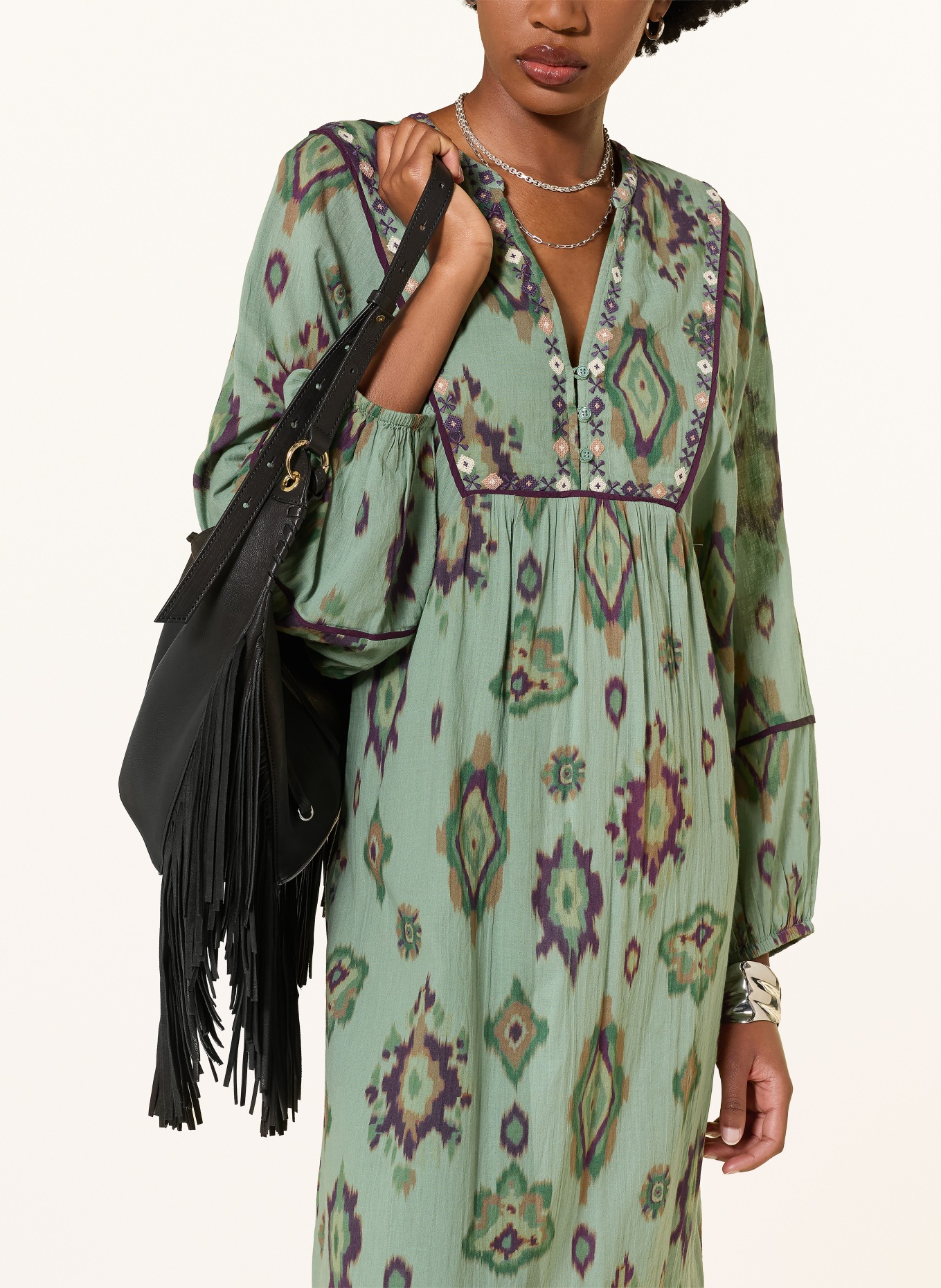 ba&sh OELIA Dress: LIGHT GREEN / PURPLE / GREEN