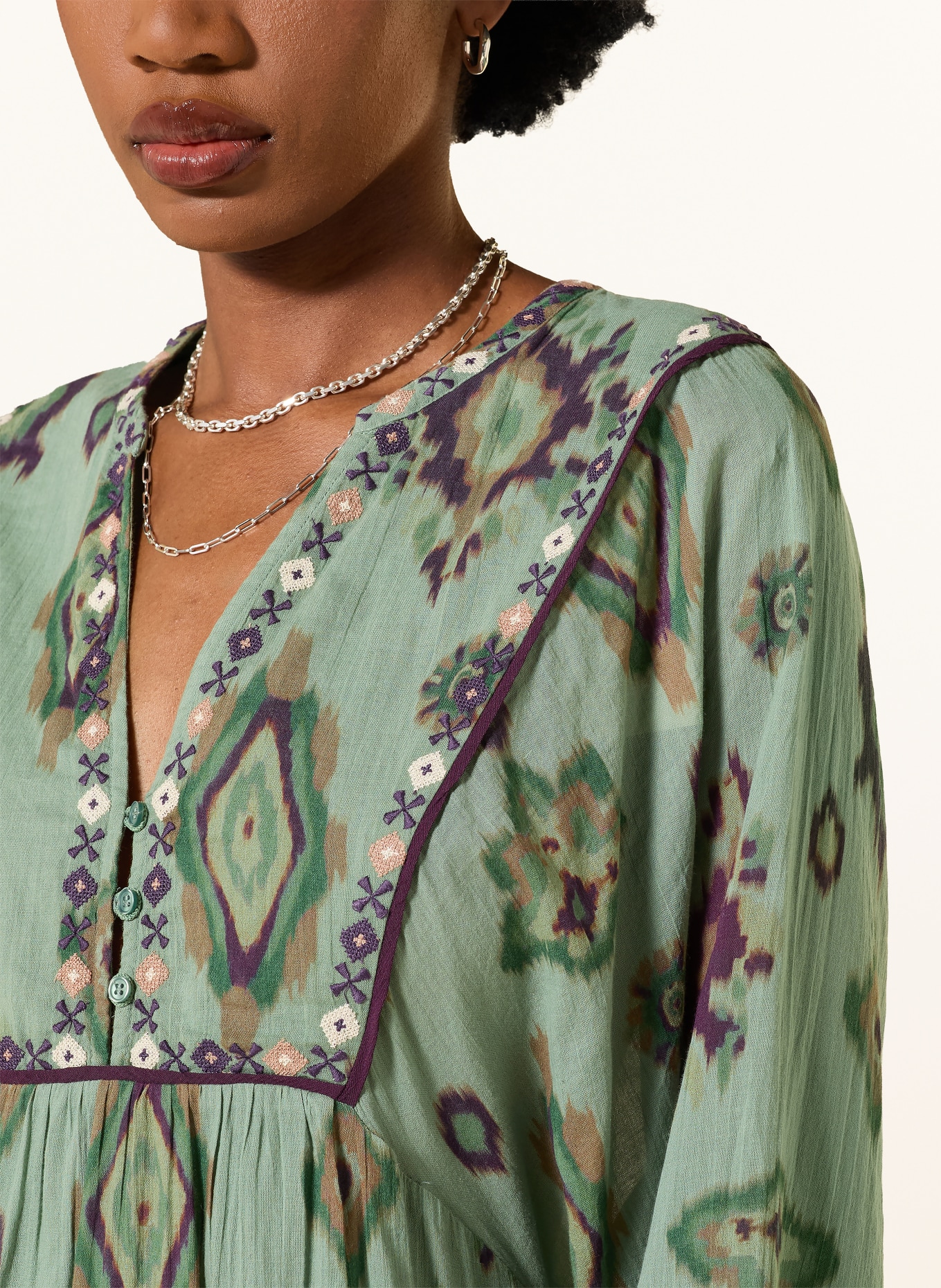 ba&sh OELIA Dress: LIGHT GREEN / PURPLE / GREEN