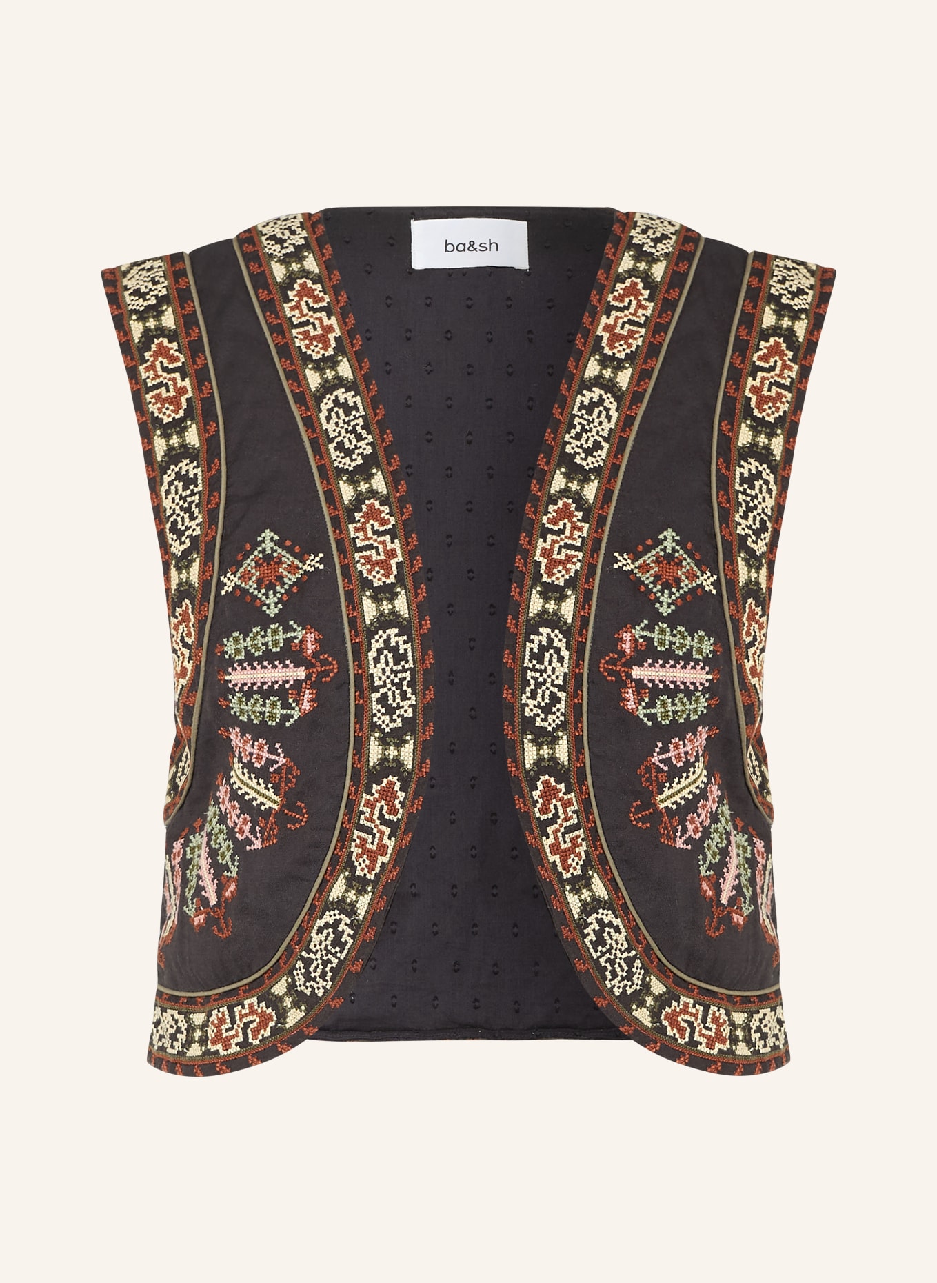 ba&sh Weste FOSCA: SCHWARZ / CREME / DUNKELROT