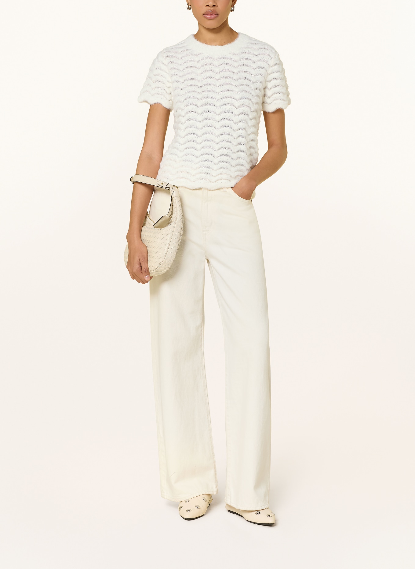 Rich & Royal Strickshirt mit Pailletten: ECRU