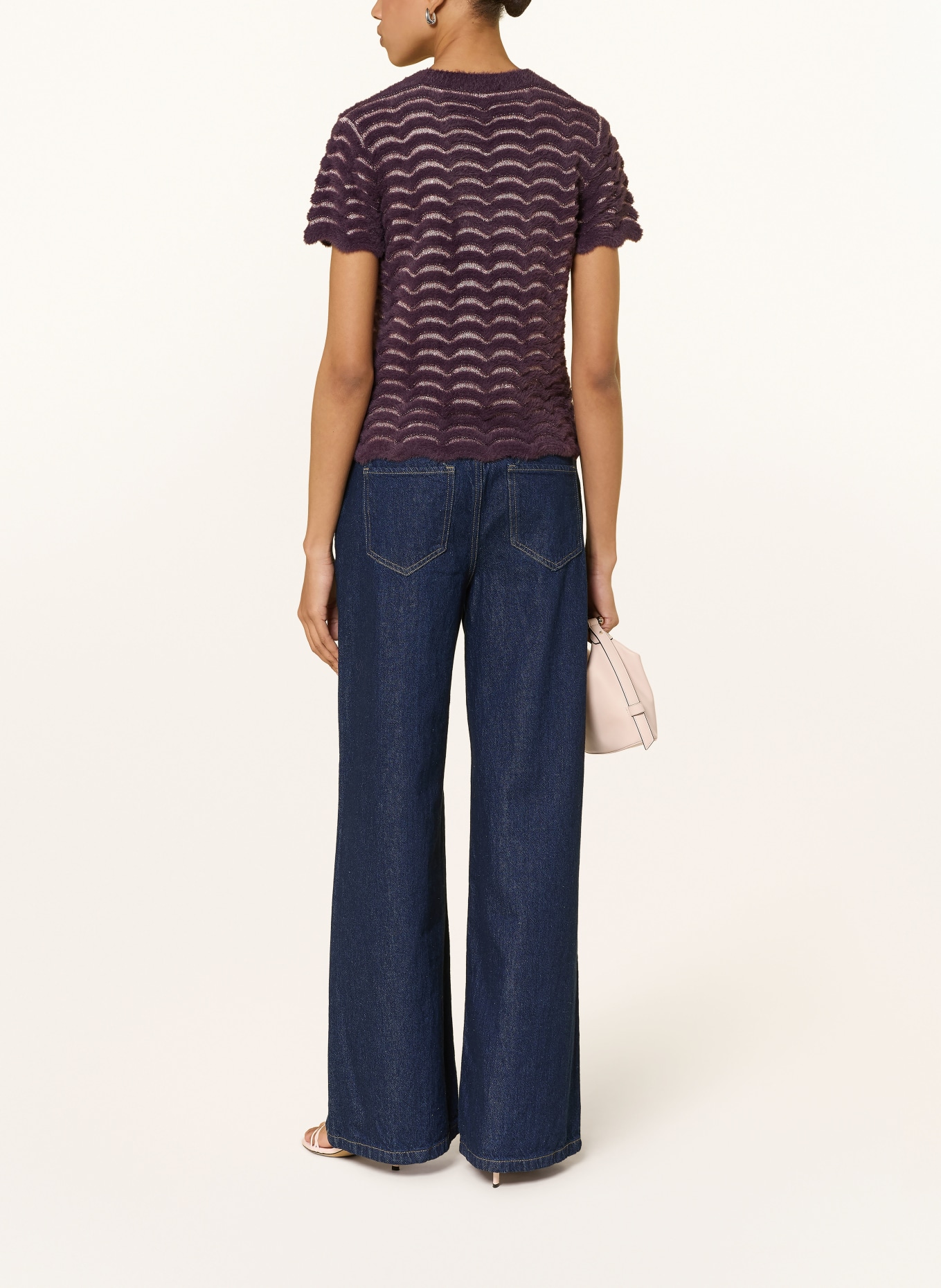Rich & Royal Strickshirt mit Pailletten: DUNKELLILA / ROSÉGOLD
