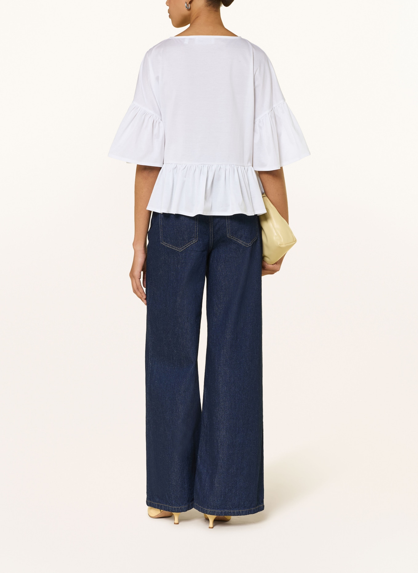 Rich & Royal Blusenshirt mit 3/4-Arm und Rüschen: WEISS