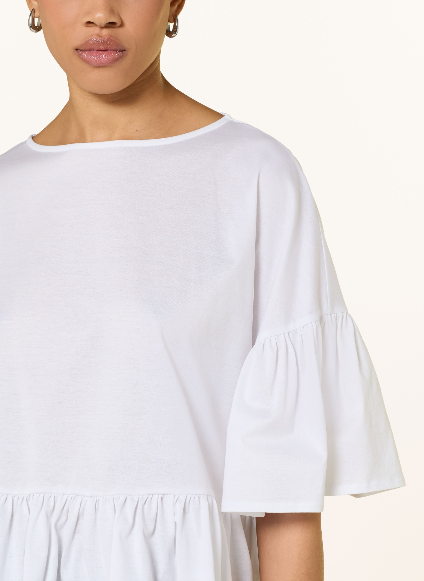 Rich & Royal Blusenshirt mit 3/4-Arm und Rüschen: WEISS