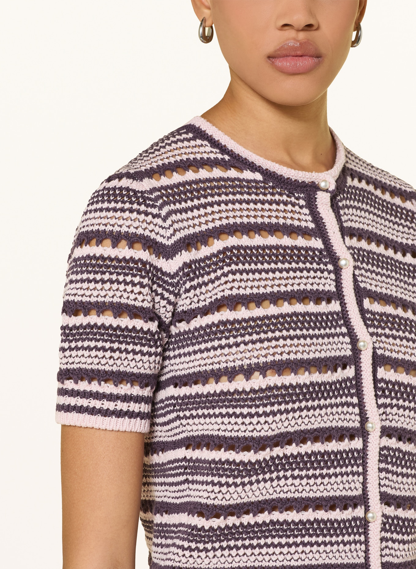 Rich & Royal Strickjacke: DUNKELLILA / HELLROSA