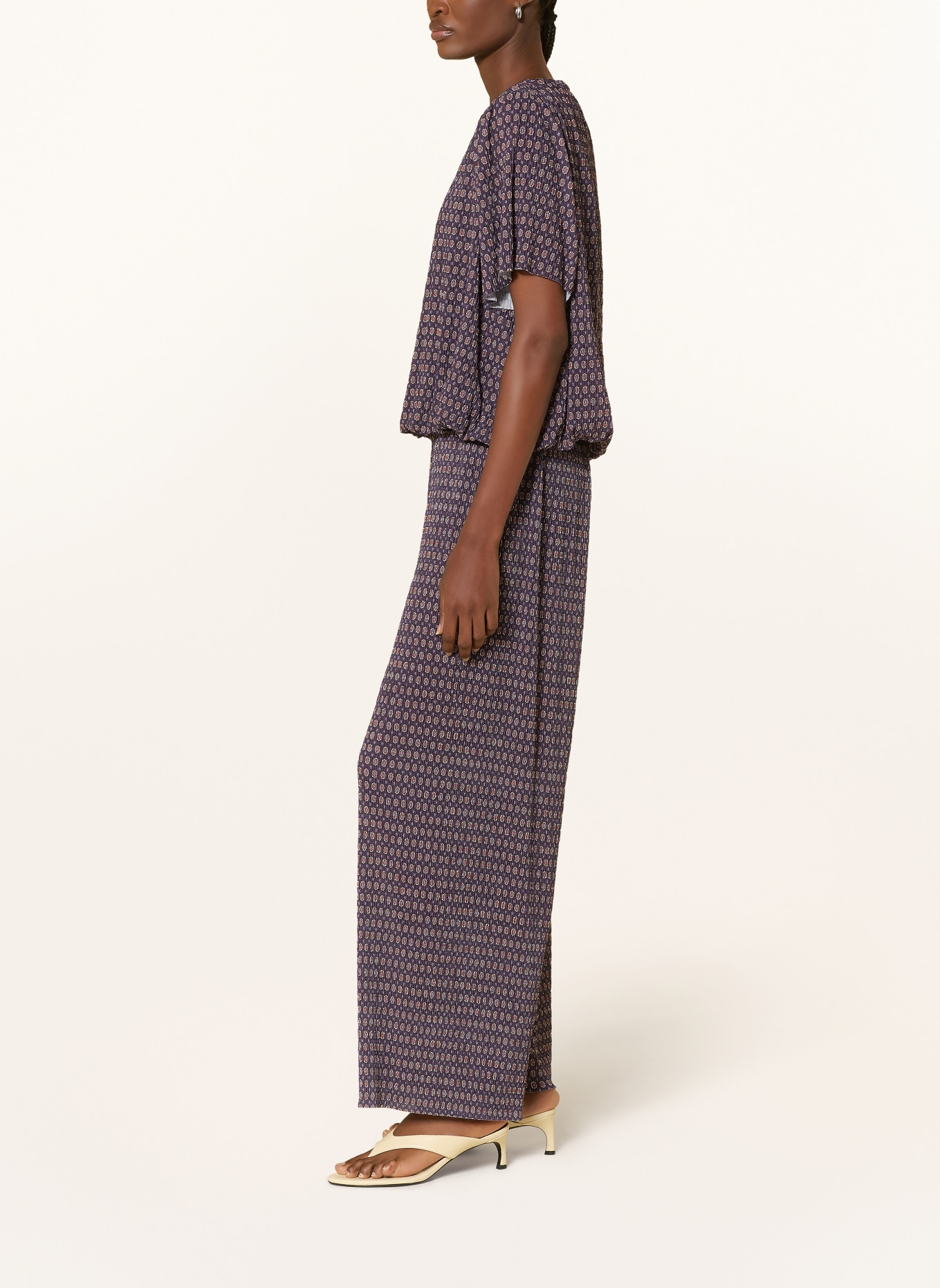 Rich & Royal Marlene pants: DARK PURPLE / ECRU / DARK ORANGE