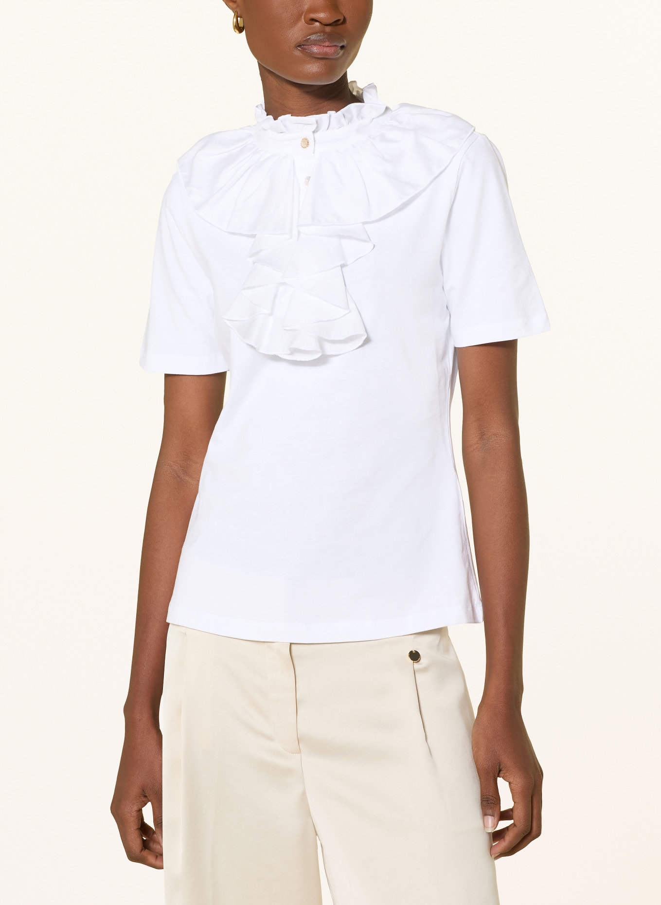 Rich & Royal T-shirt à volants: BLANC