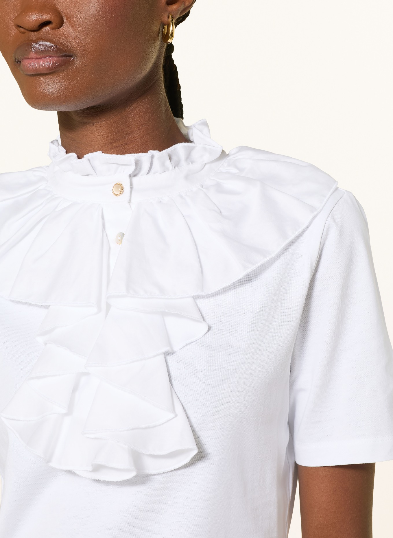 Rich & Royal T-shirt à volants: BLANC