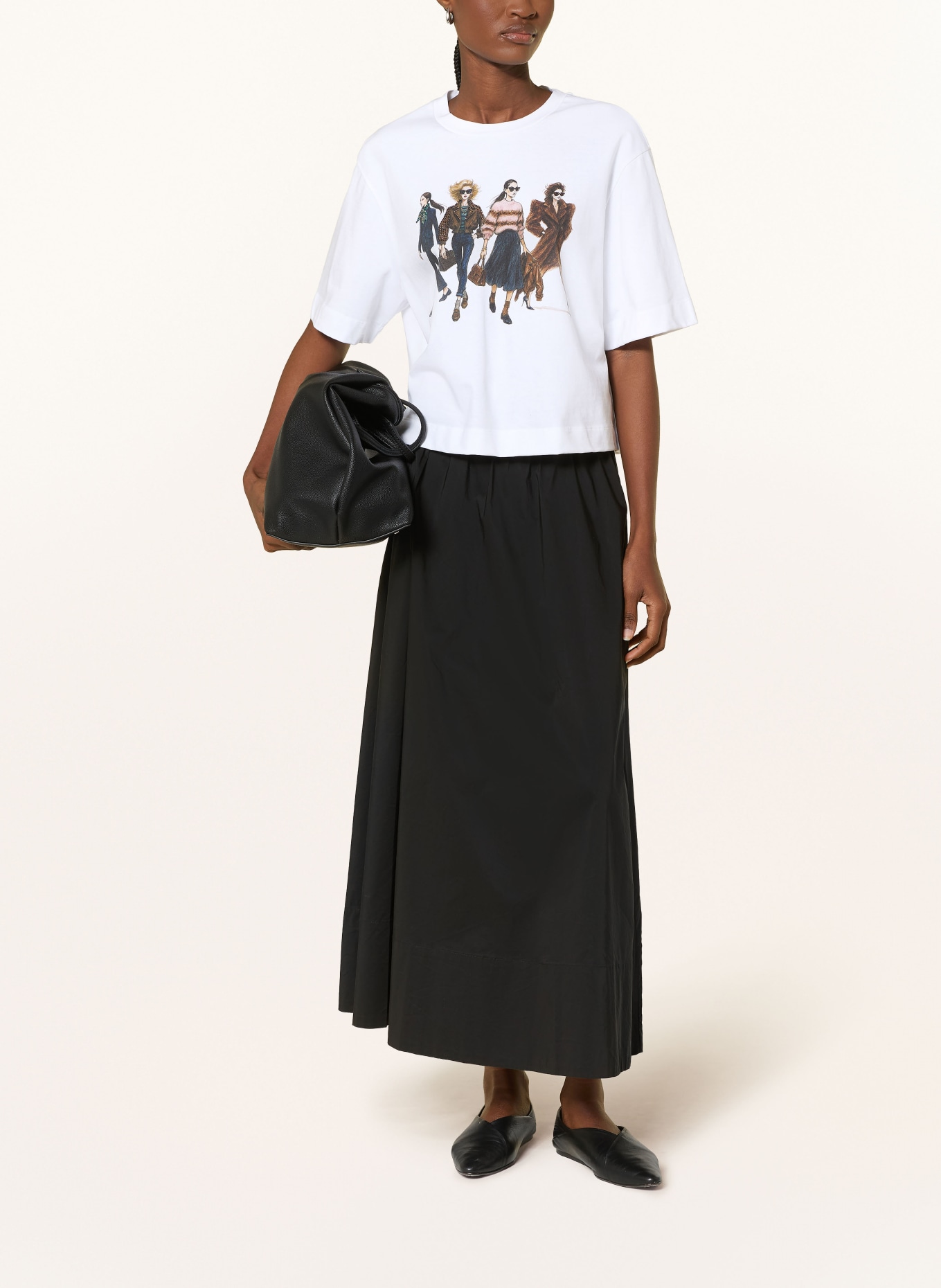 Rich & Royal T-shirt met strass-steentjes: WIT / MARRON FONCÉ / DONKERBLAUW