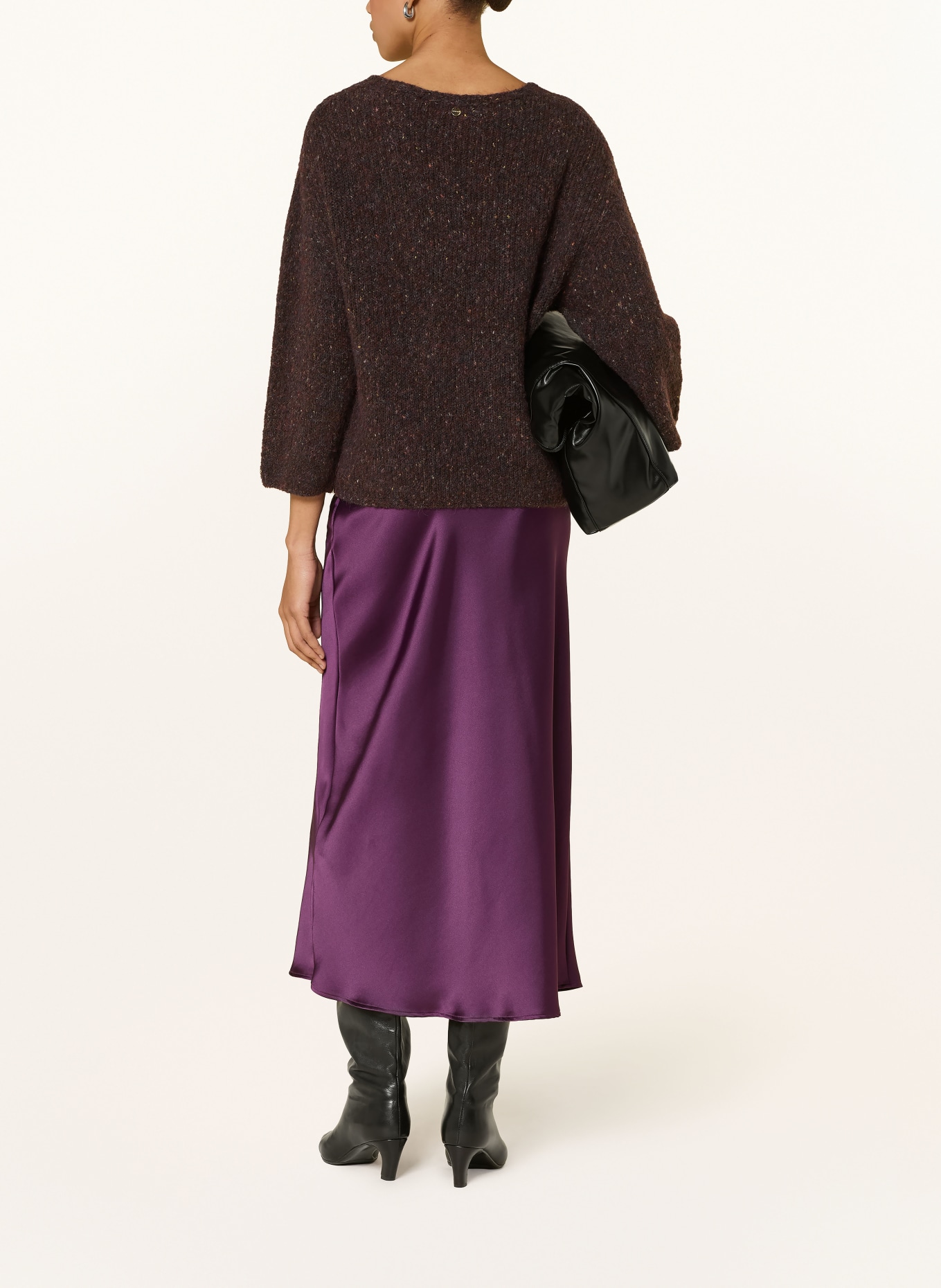 Rich & Royal Trui met alpaca: MARRON FONCÉ / DONKERROOD / ORANJE