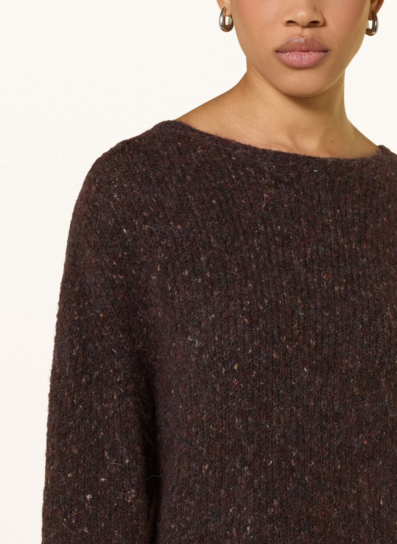 Rich & Royal Trui met alpaca: MARRON FONCÉ / DONKERROOD / ORANJE