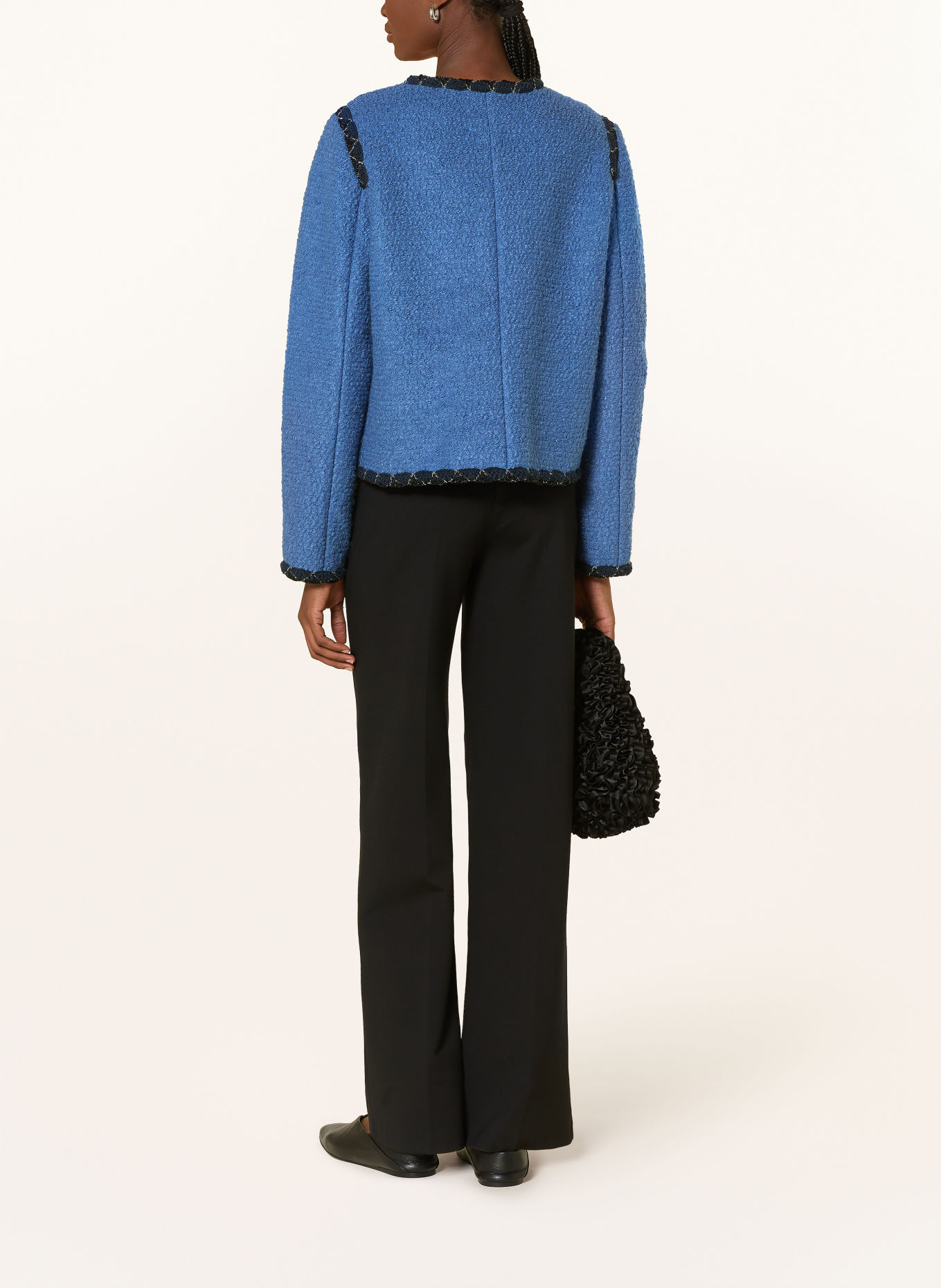 Rich & Royal Bouclé colbert: BLAUW / DONKERBLAUW / ZWART
