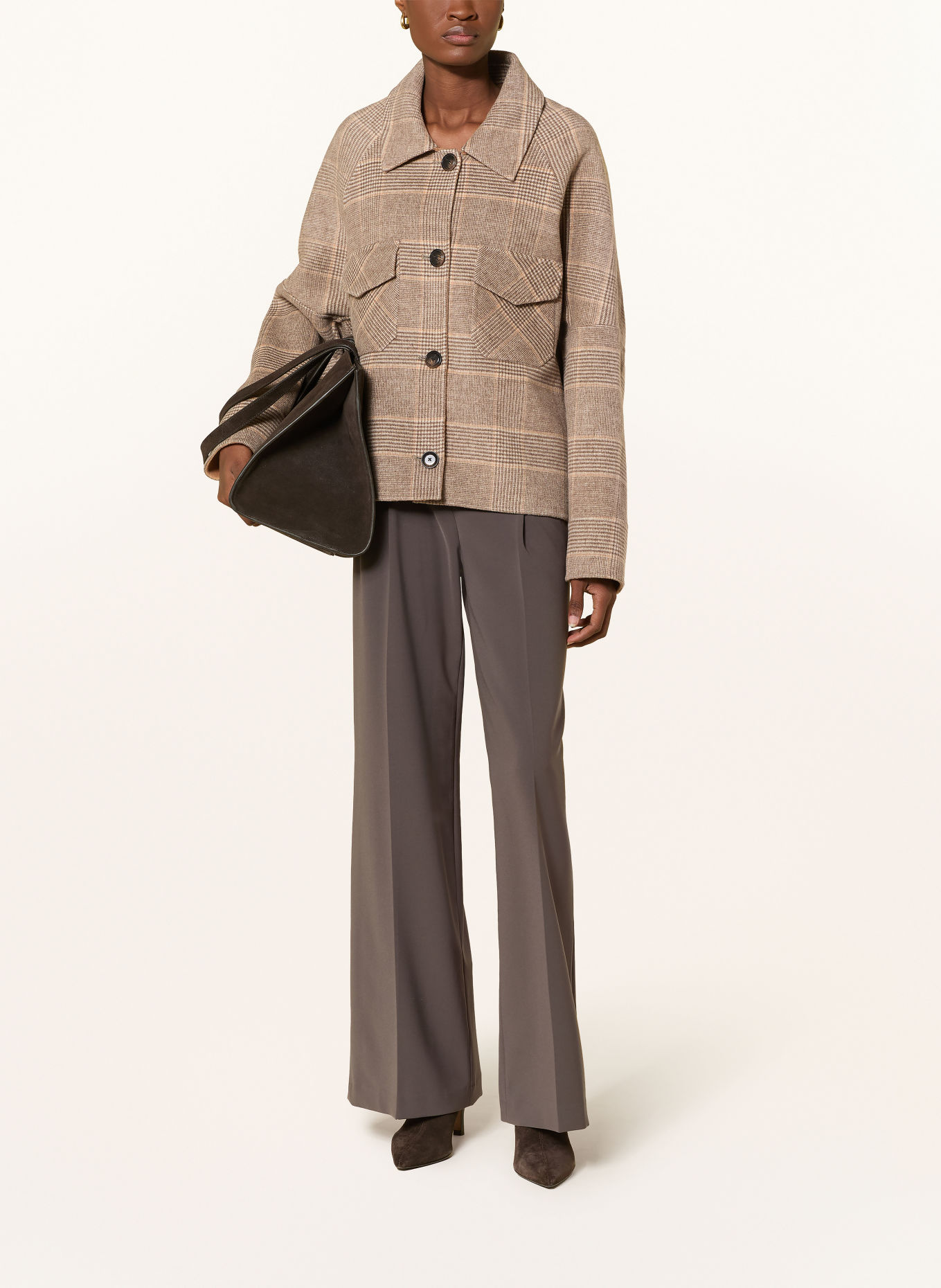 Rich & Royal Boxy jacket: BROWN / CAMEL / CREAM