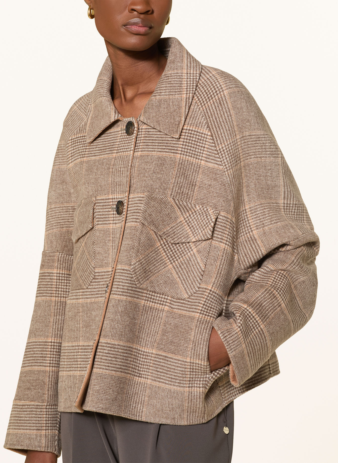 Rich & Royal Boxy jacket: BROWN / CAMEL / CREAM
