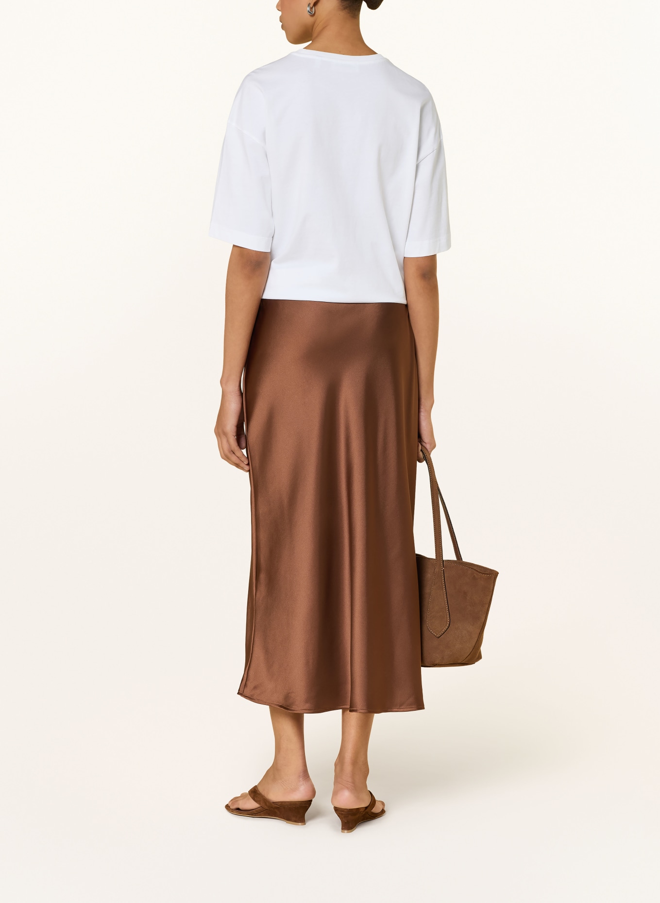 Rich & Royal Jupe en satin: MARRON