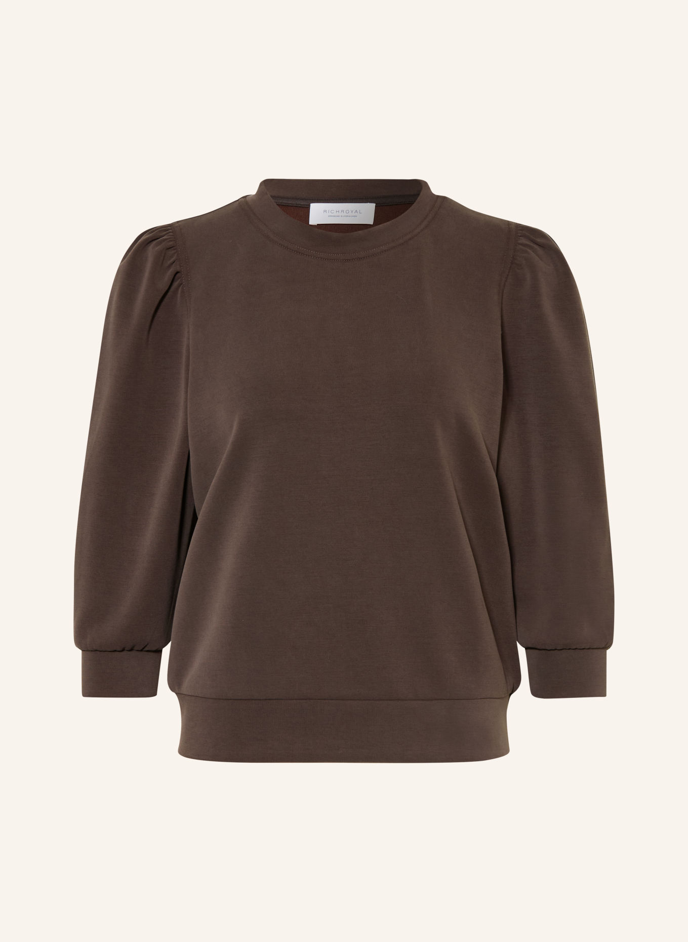 Rich & Royal Sweatshirt with 3/4 sleeves: BROWN