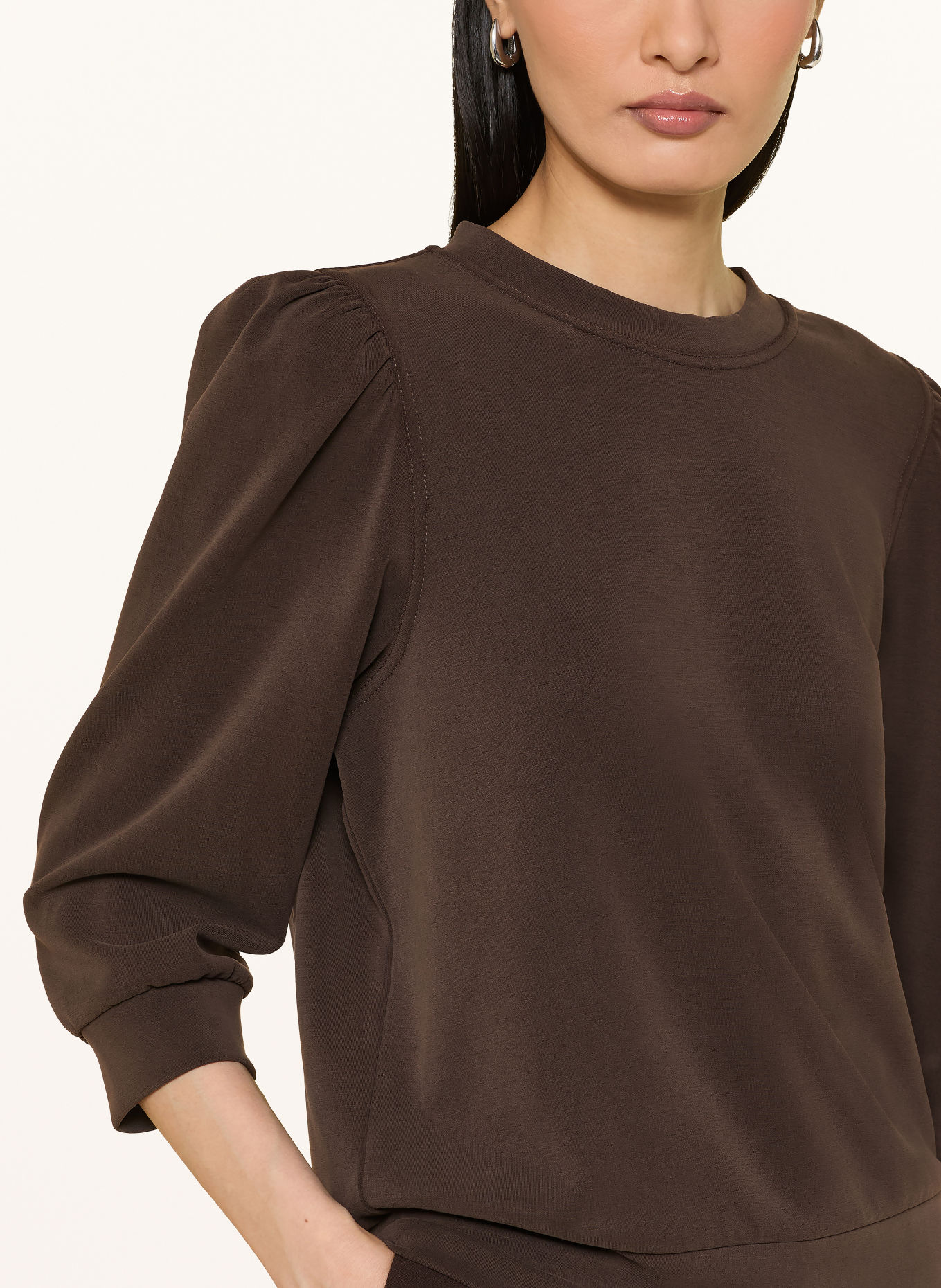 Rich & Royal Sweatshirt with 3/4 sleeves: BROWN