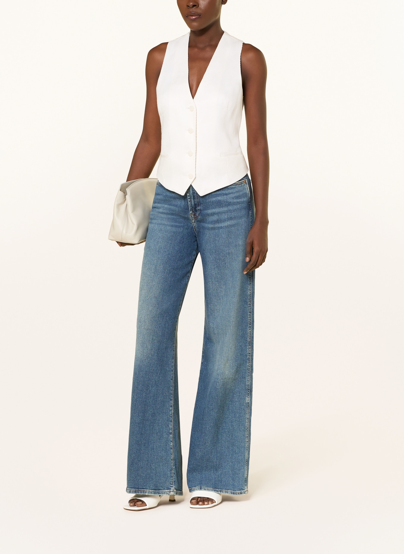 REISS ALYX linen blazer vest: WHITE