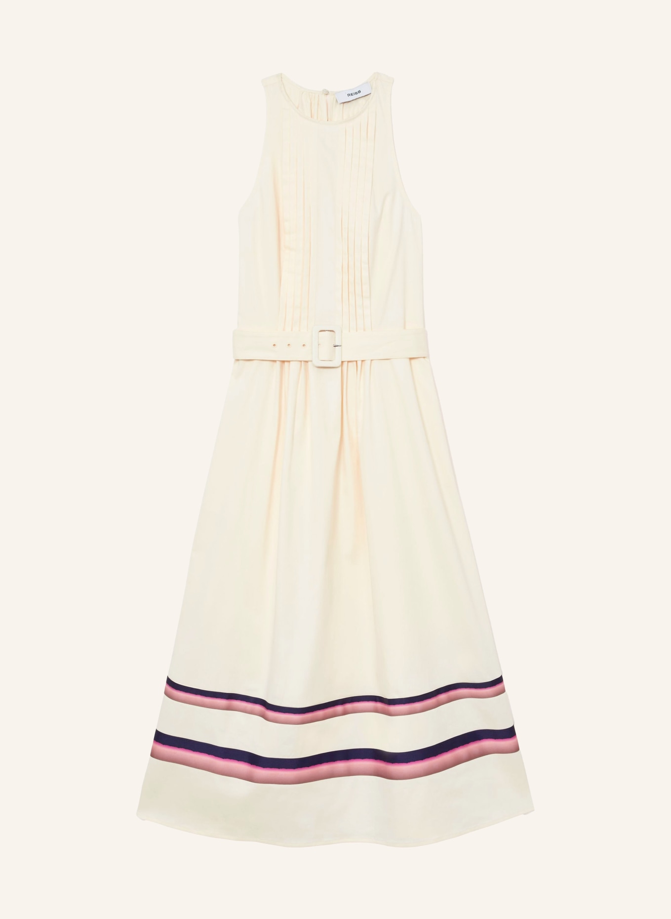 REISS SARA Dress: ECRU / BROWN / DARK PURPLE