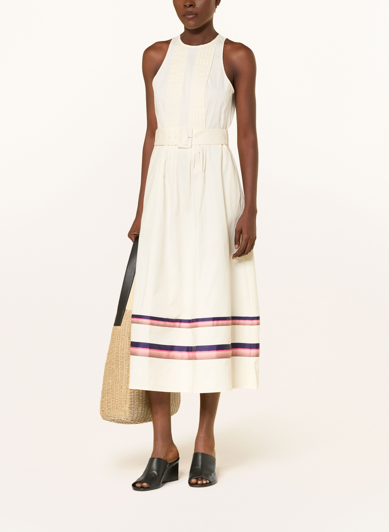 REISS SARA Dress: ECRU / BROWN / DARK PURPLE