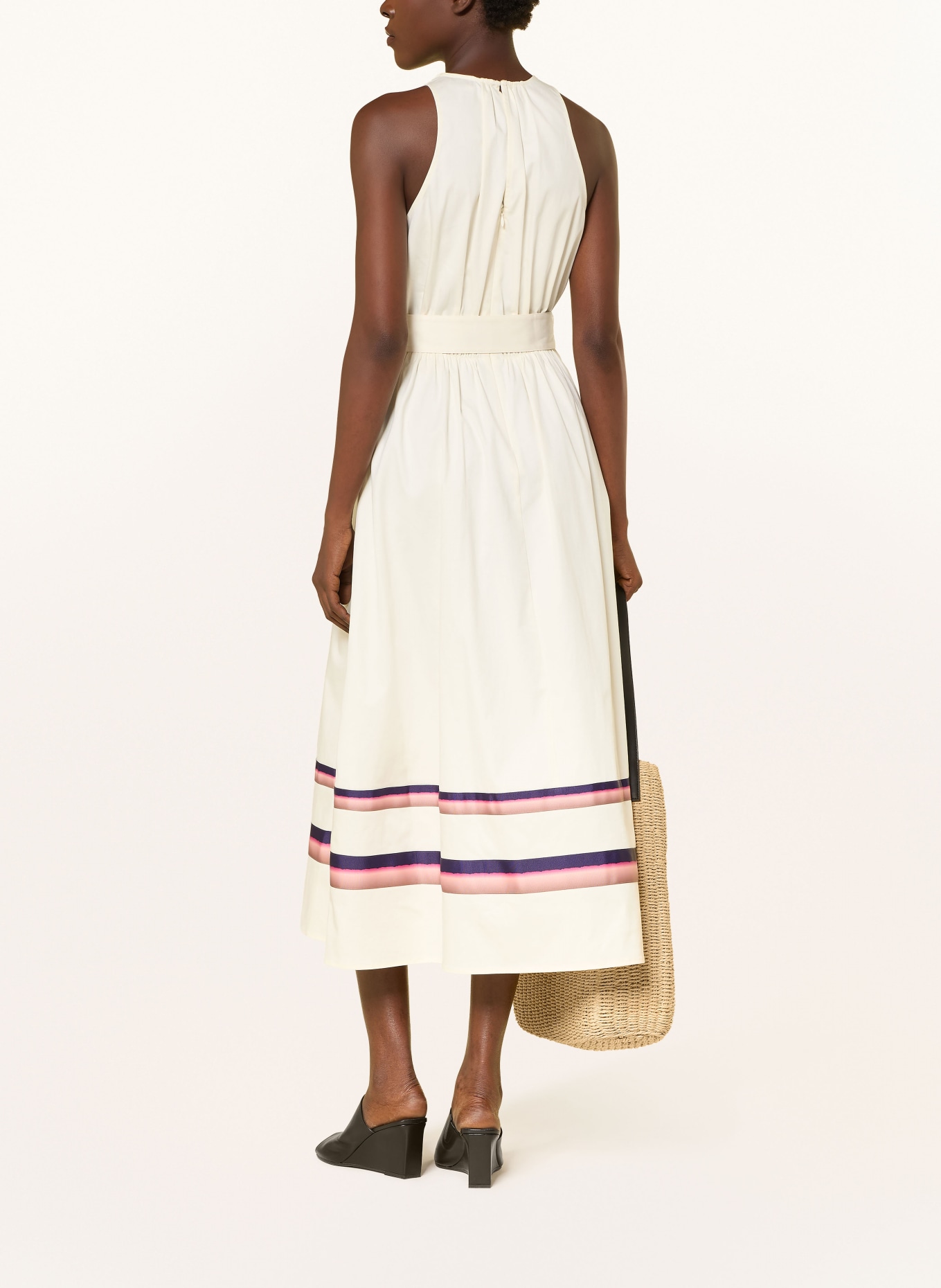 REISS SARA Dress: ECRU / BROWN / DARK PURPLE