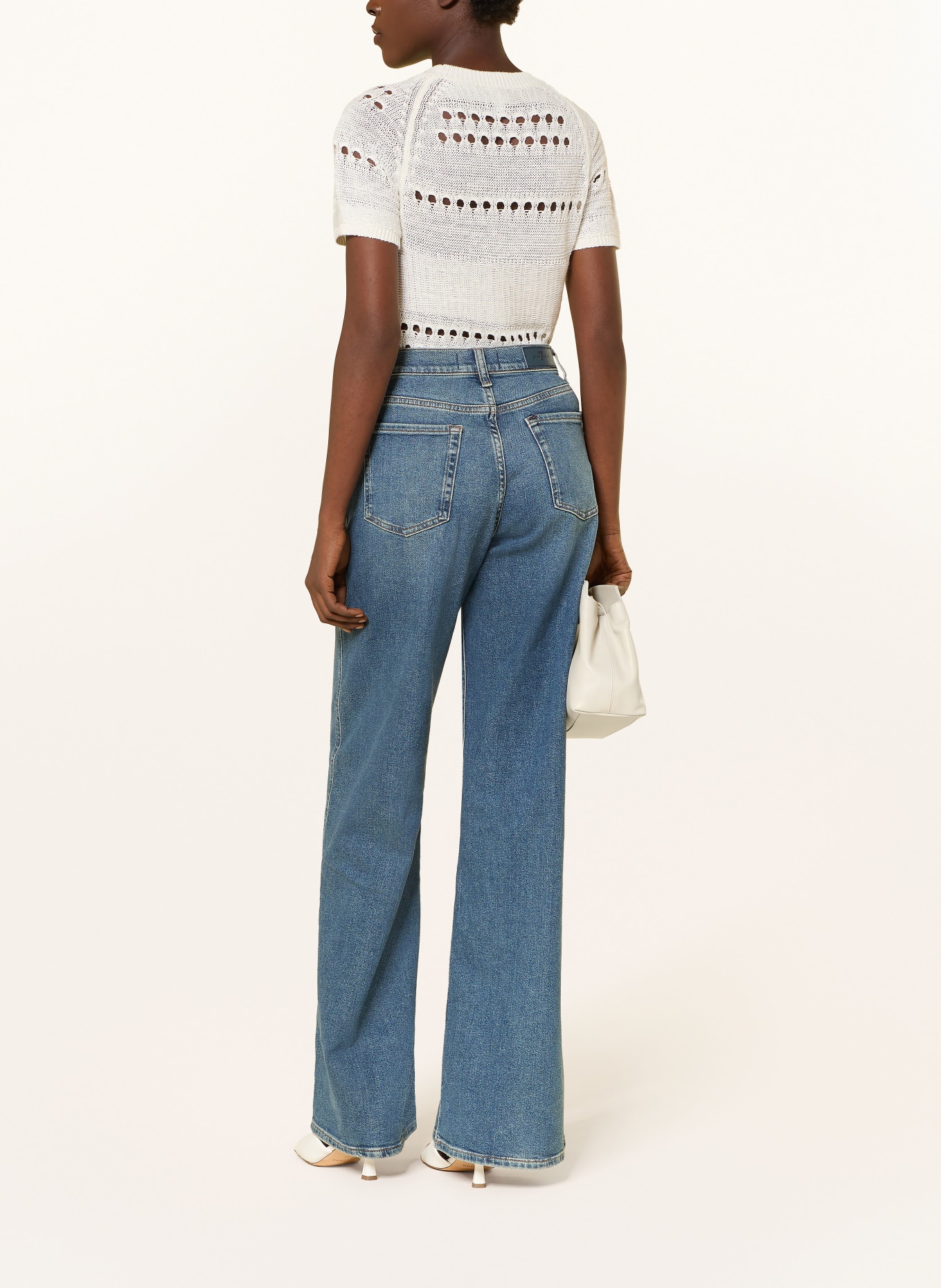 REISS T-shirt en maille CHLOE en soie: ÉCRU