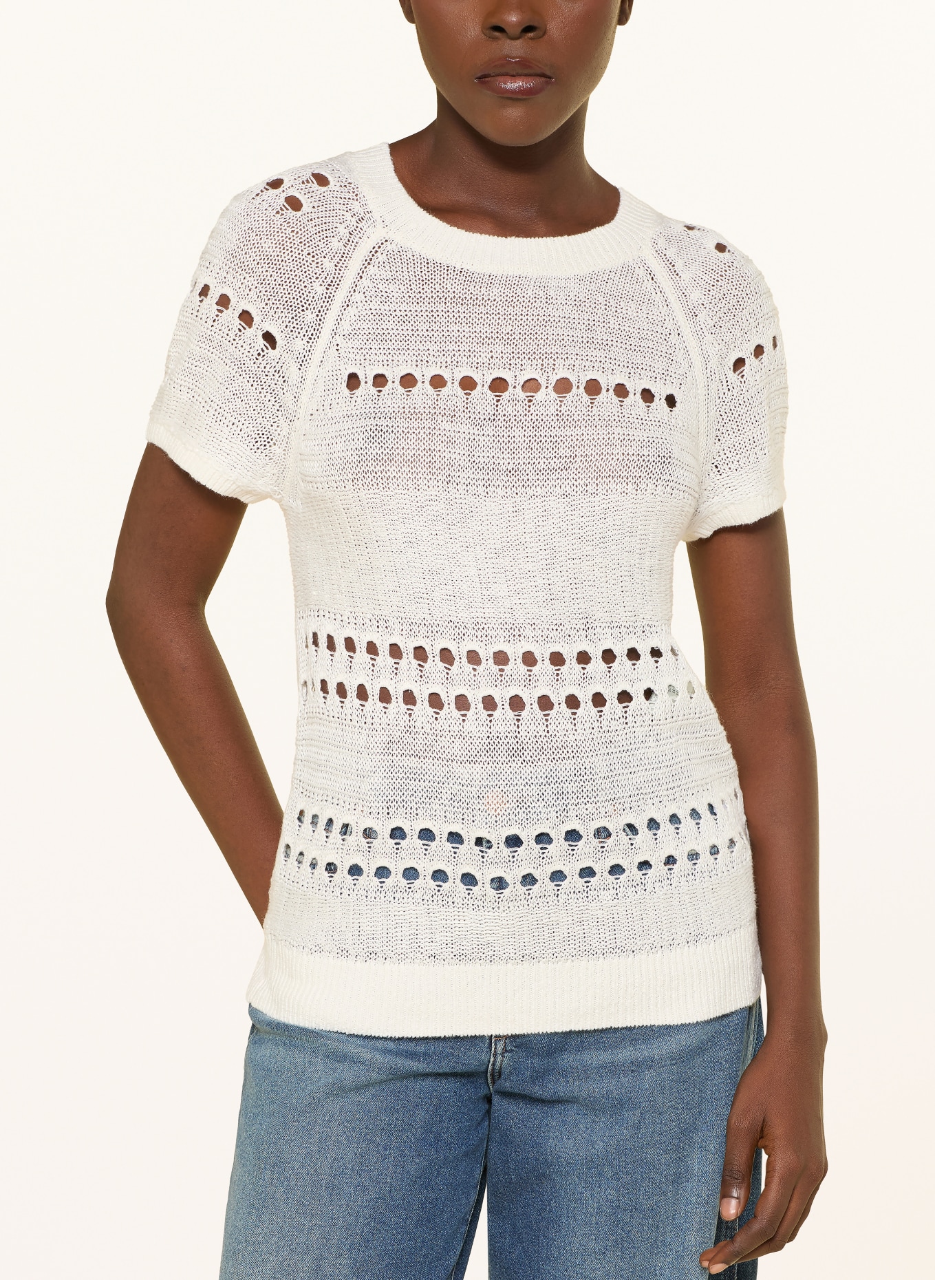 REISS T-shirt en maille CHLOE en soie: ÉCRU
