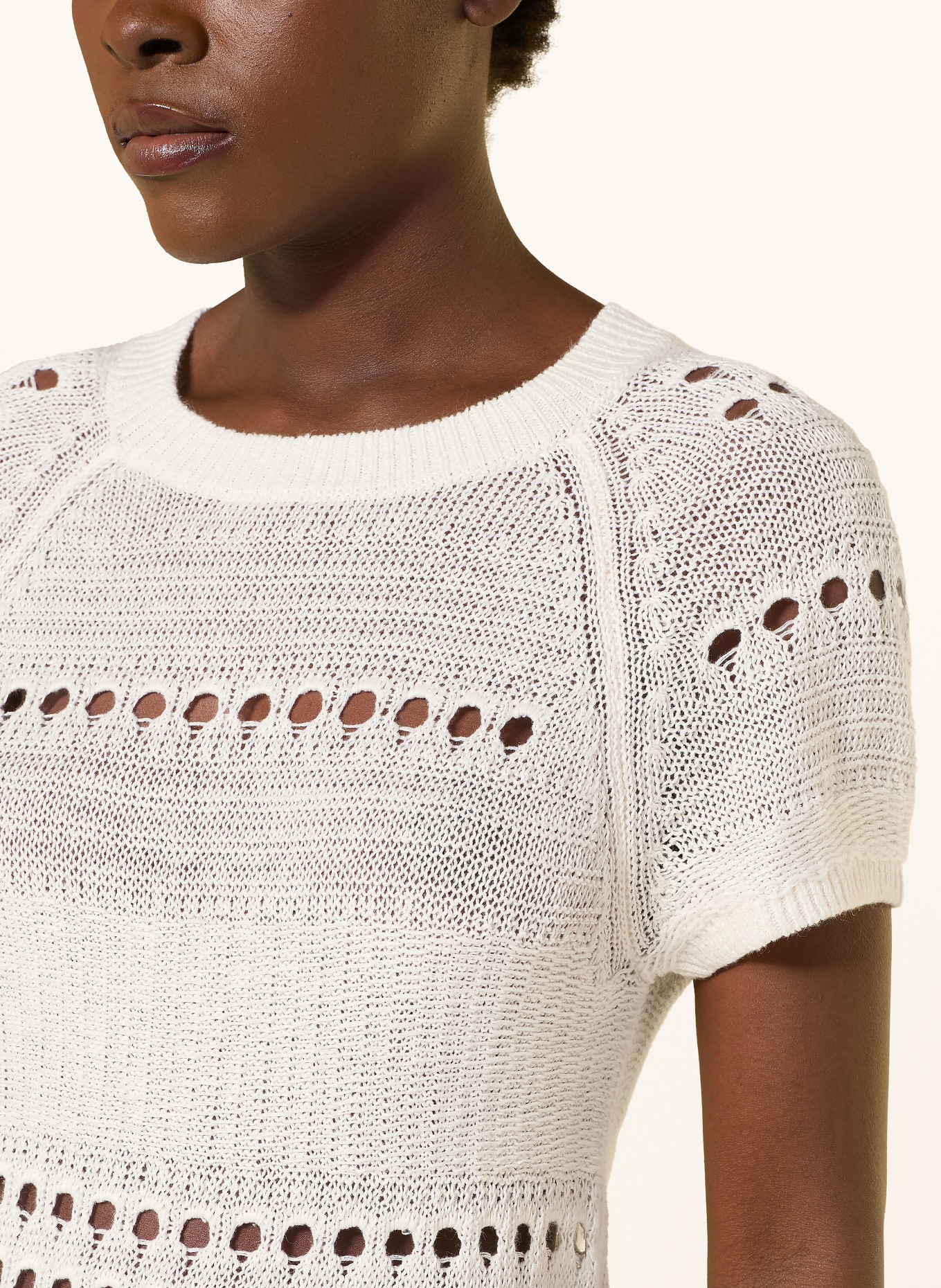 REISS T-shirt en maille CHLOE en soie: ÉCRU