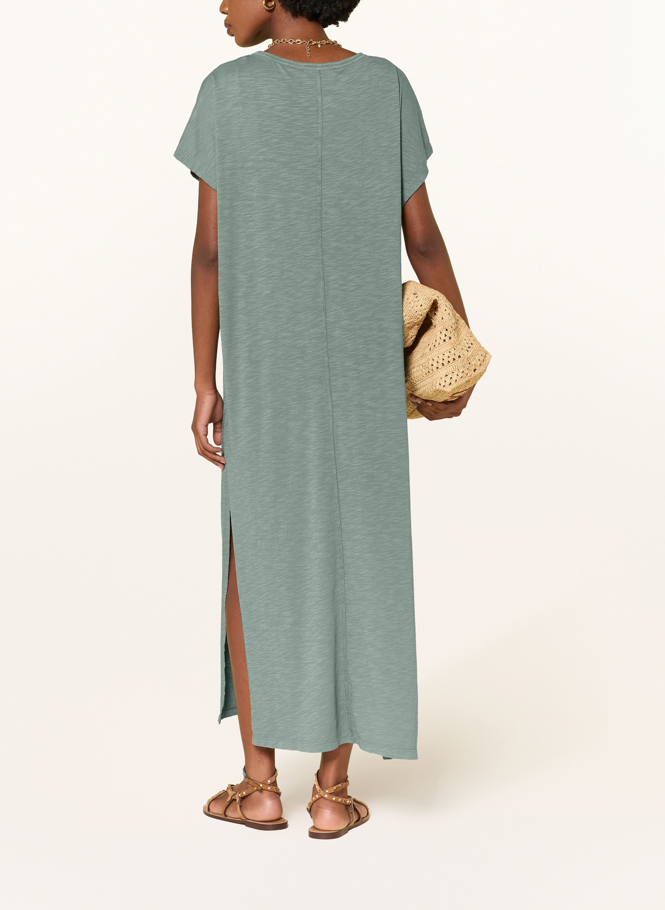 ba&sh Jerseykleid CIVIA: GRÜN / WEISS
