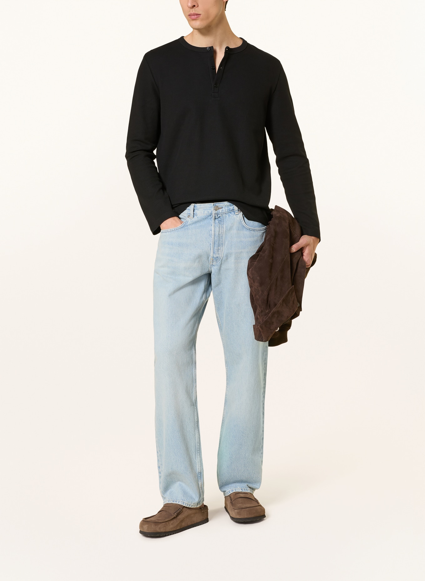 ARKET Henley-Shirt: SCHWARZ