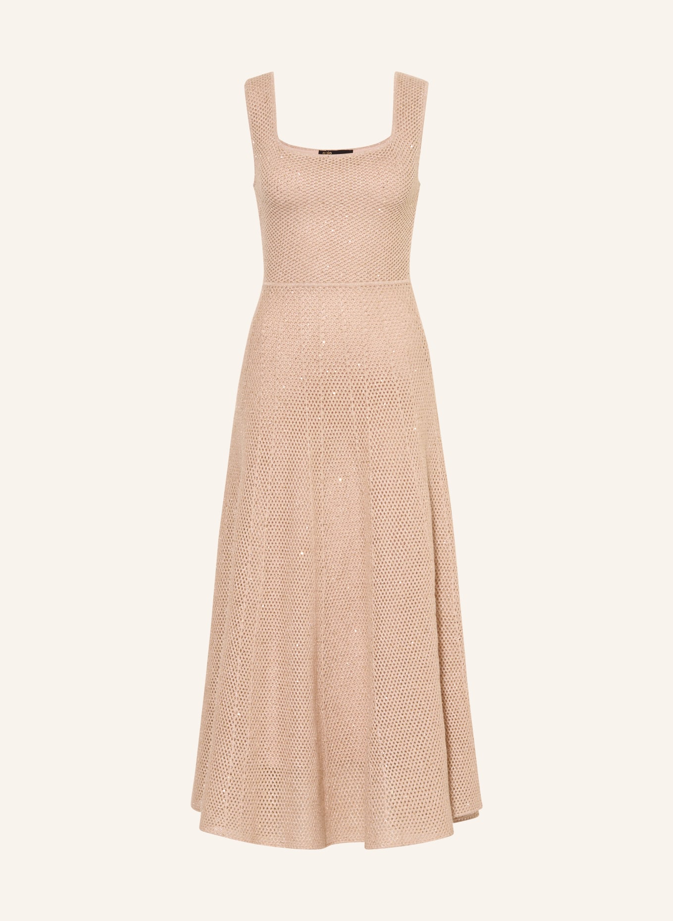 maje Strickkleid mit Glitzergarn und Pailletten: BEIGE