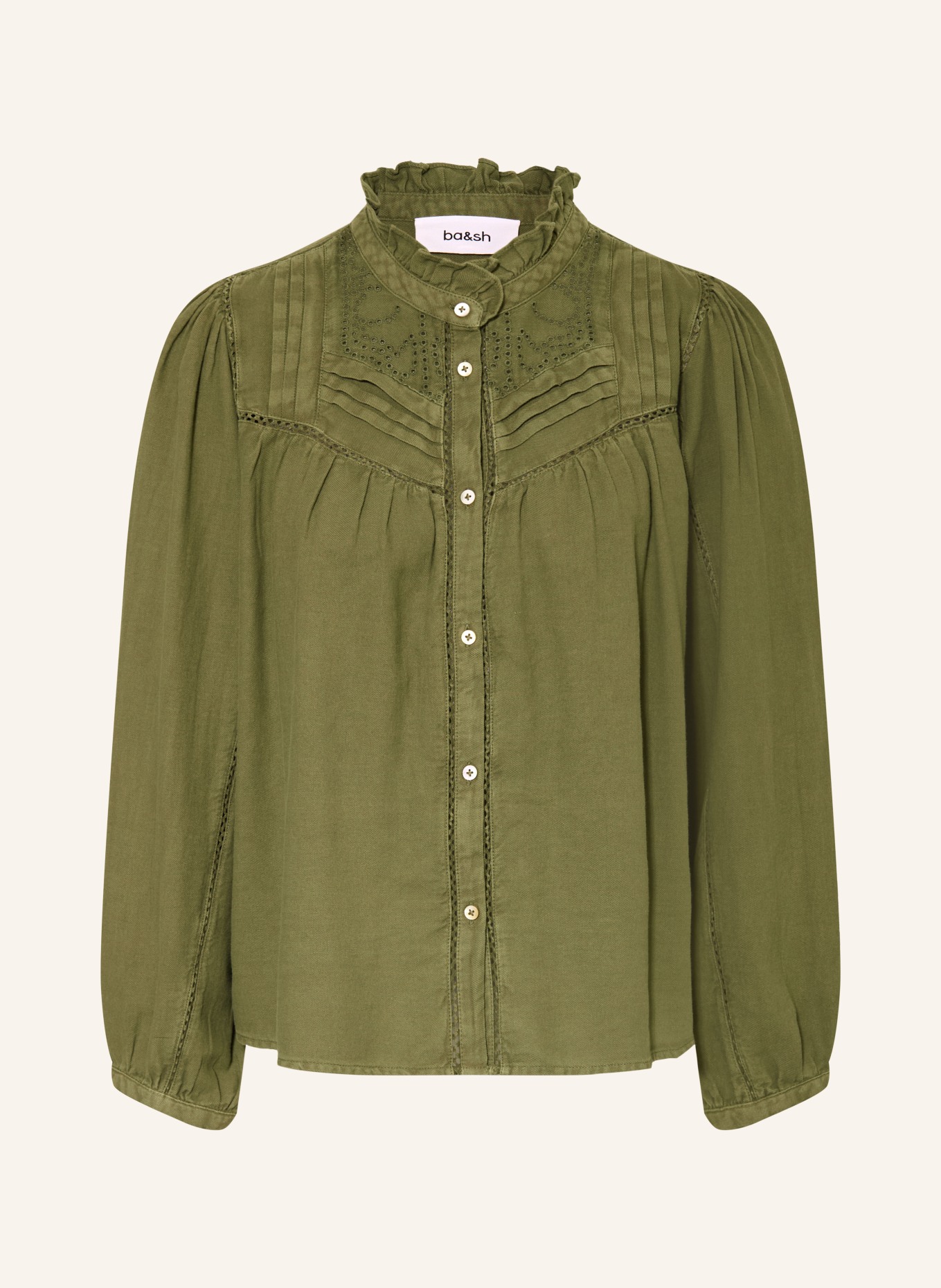 ba&sh Bluse GILDA mit Rüschen: KHAKI