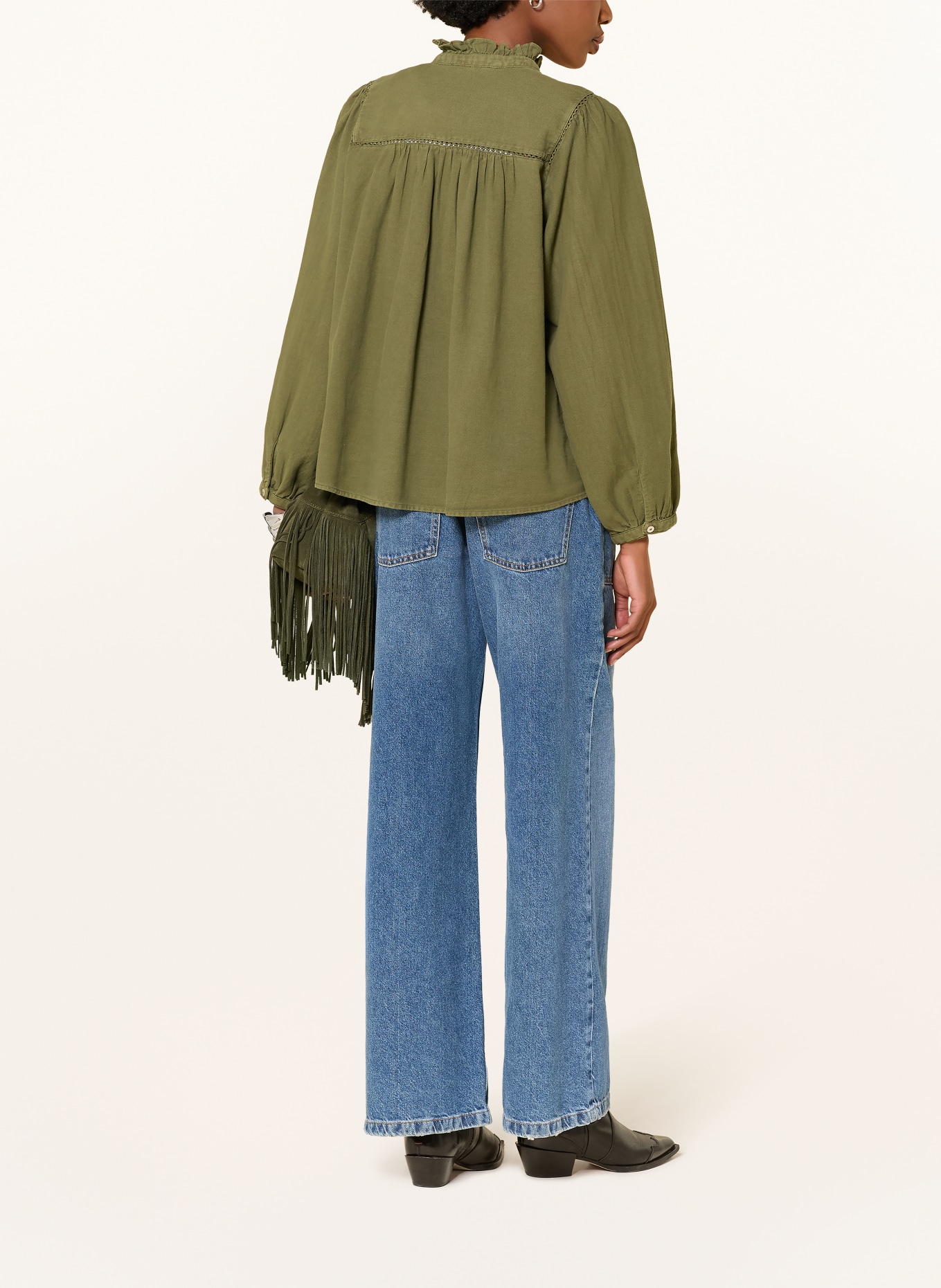 ba&sh Bluse GILDA mit Rüschen: KHAKI