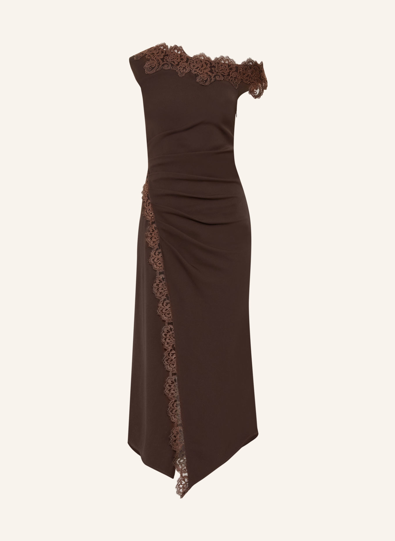 LIPSY One-Shoulder-Kleid mit Spitze: BRAUN