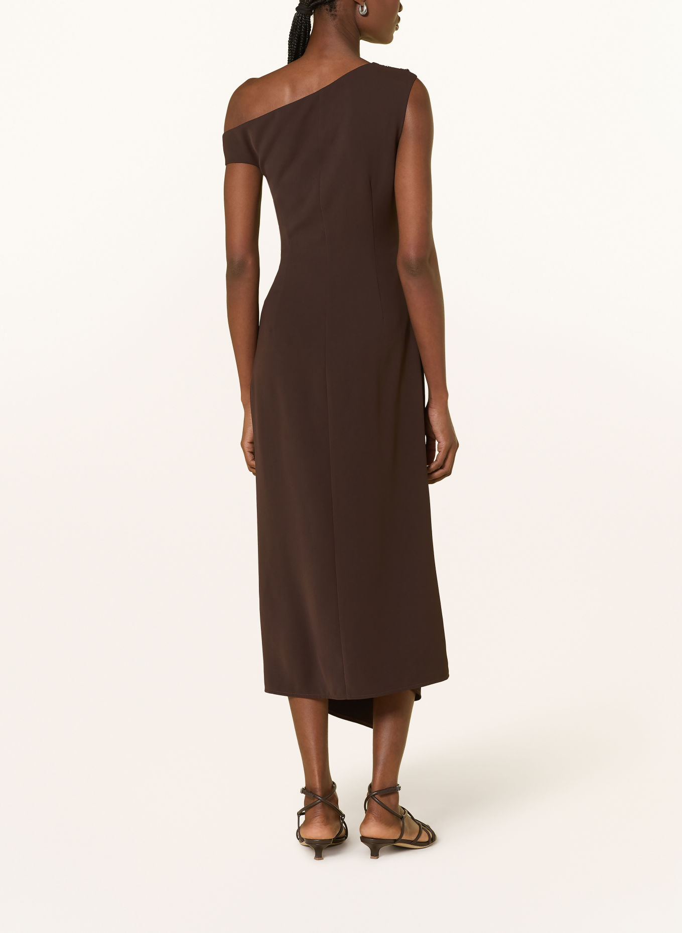 LIPSY One-Shoulder-Kleid mit Spitze: BRAUN