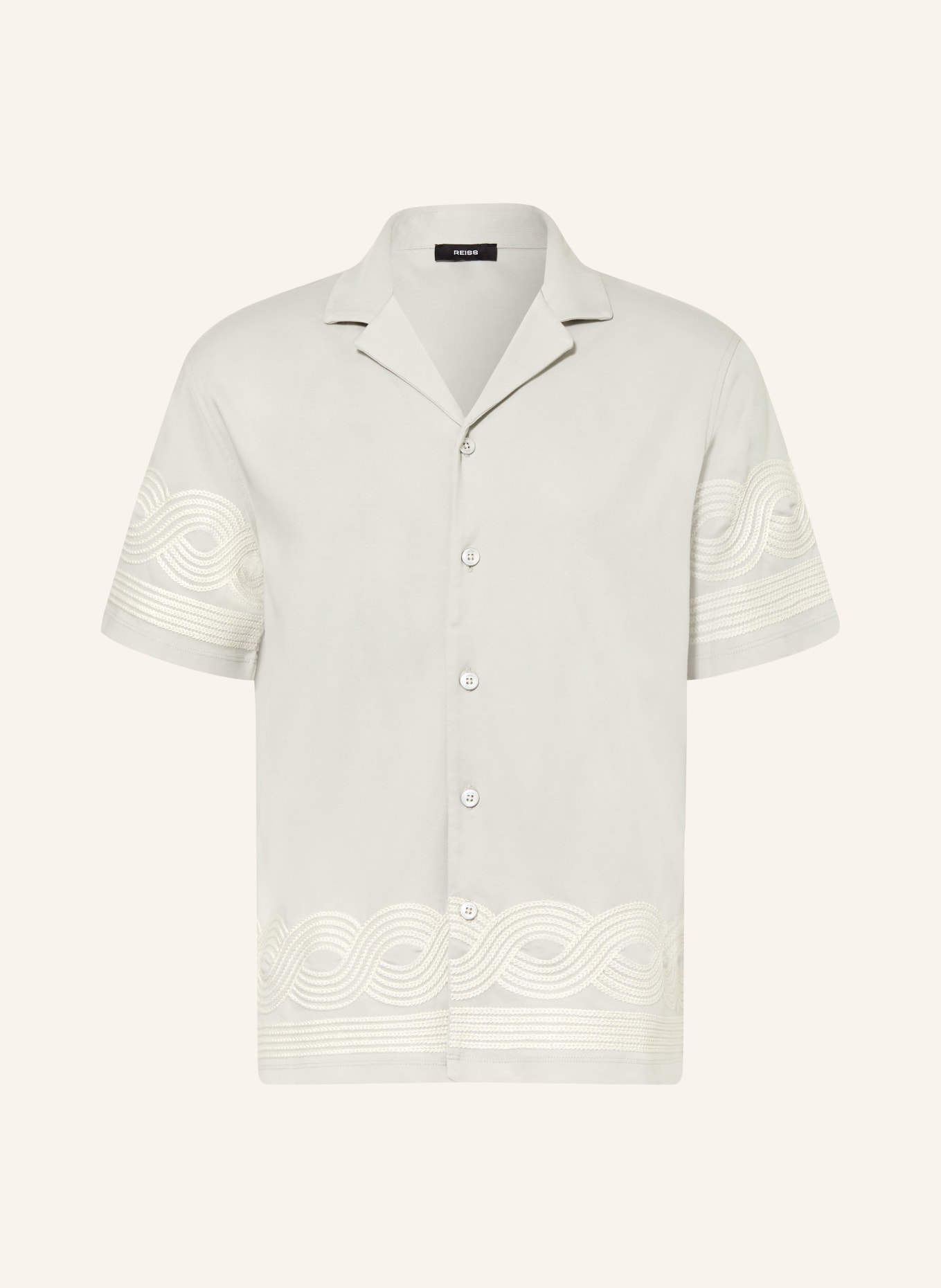 REISS ARDEN Comfort Fit Short-Sleeve Shirt: LIGHT GREEN / WHITE
