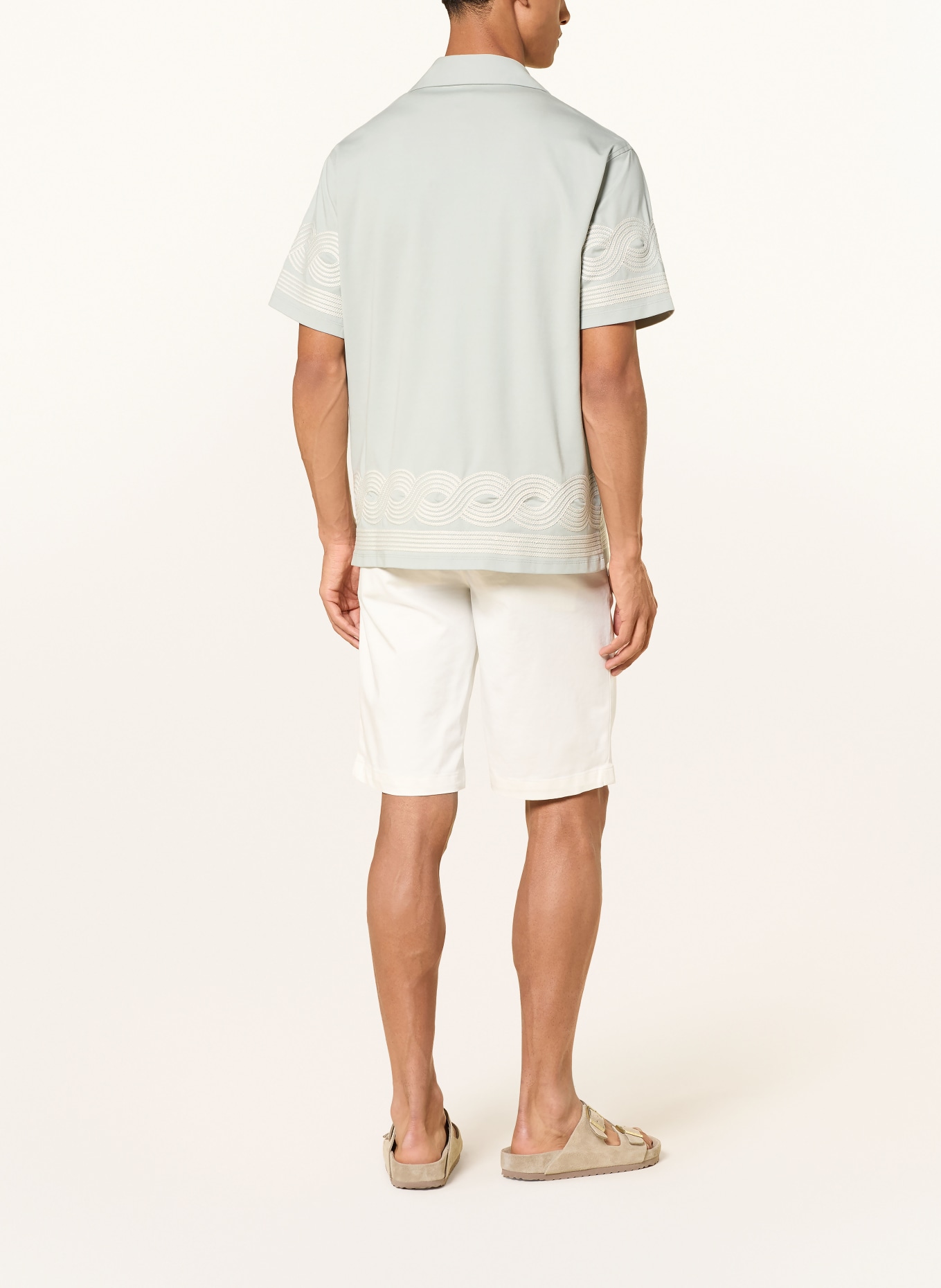 REISS ARDEN Comfort Fit Short-Sleeve Shirt: LIGHT GREEN / WHITE
