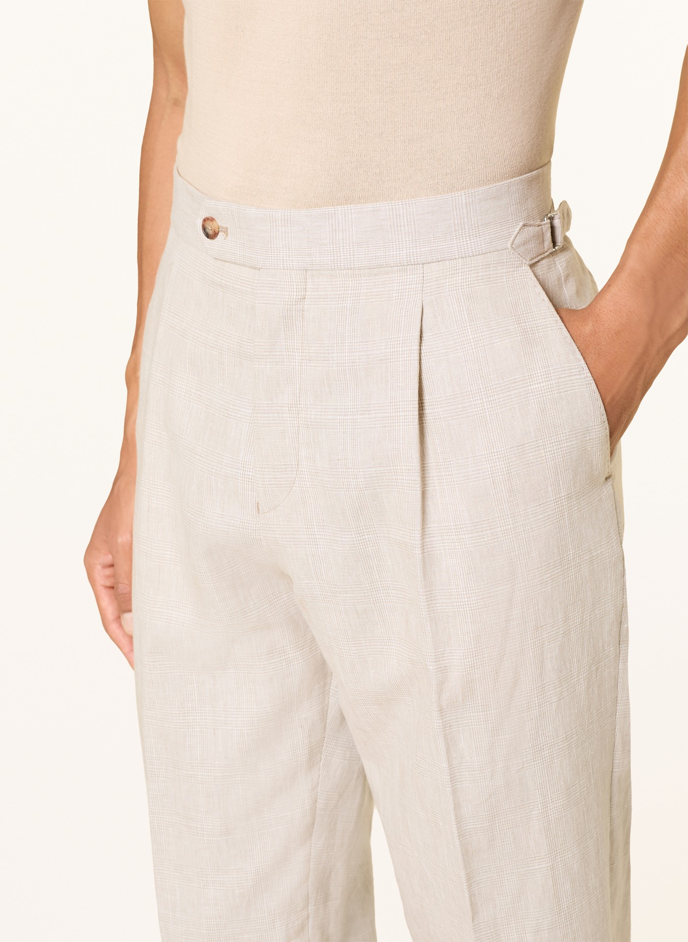 REISS FINCH Extra Slim Fit Chino Pants with Linen: BEIGE