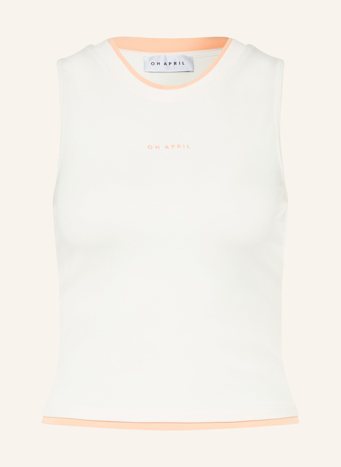 OH APRIL Top AMEA: WIT / LICHTORANJE