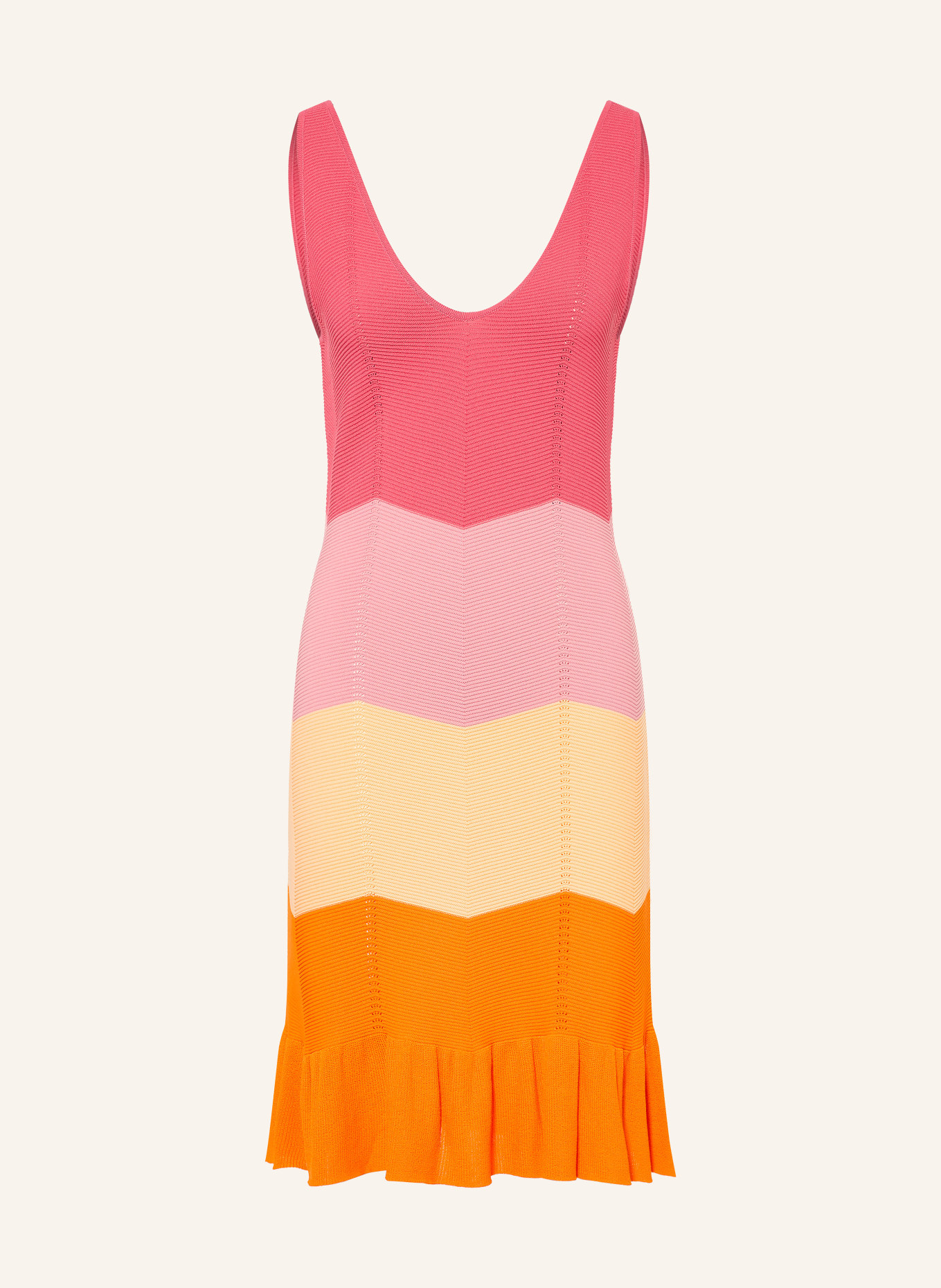 OH APRIL JANY knit dress with ruffles: LIGHT RED / DUSKY PINK / ORANGE