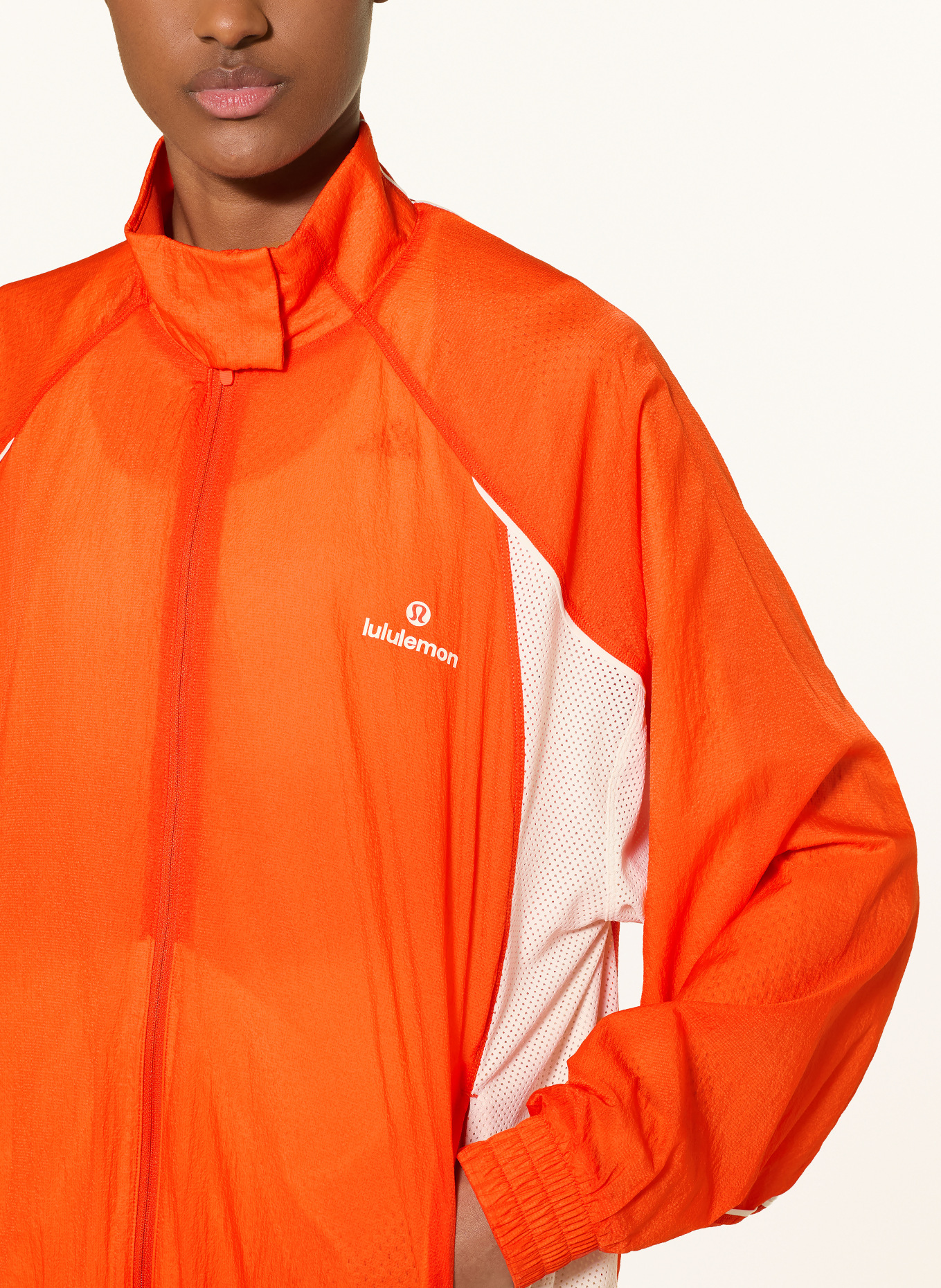 lululemon Jachetă de trening oversized LICENSE TO TRAIN TEXTURED: PORTOCALIU / ALB