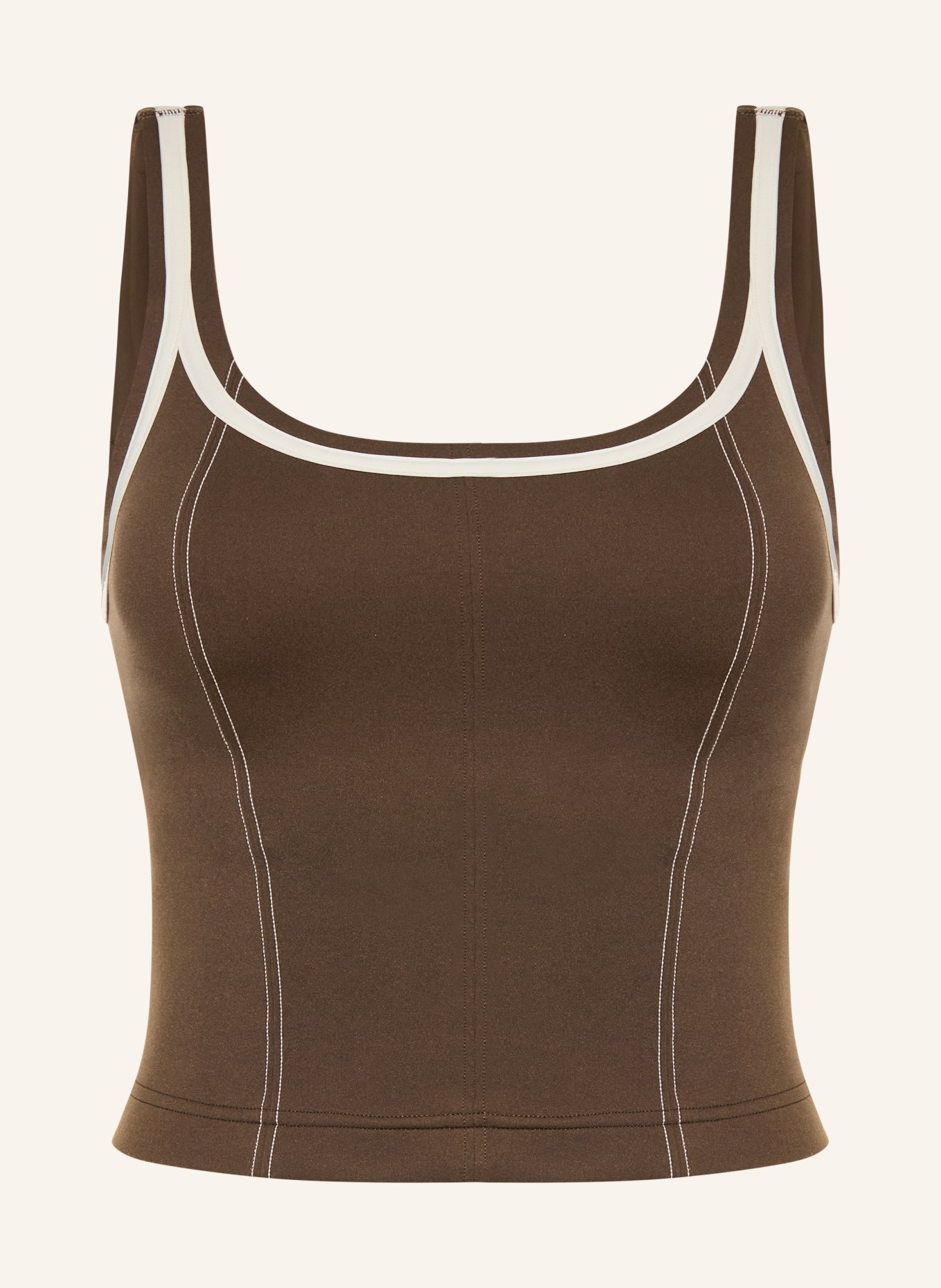lululemon Krátký top GLOW UP C/D: TMAVĚ HNĚDÁ / BÍLÁ