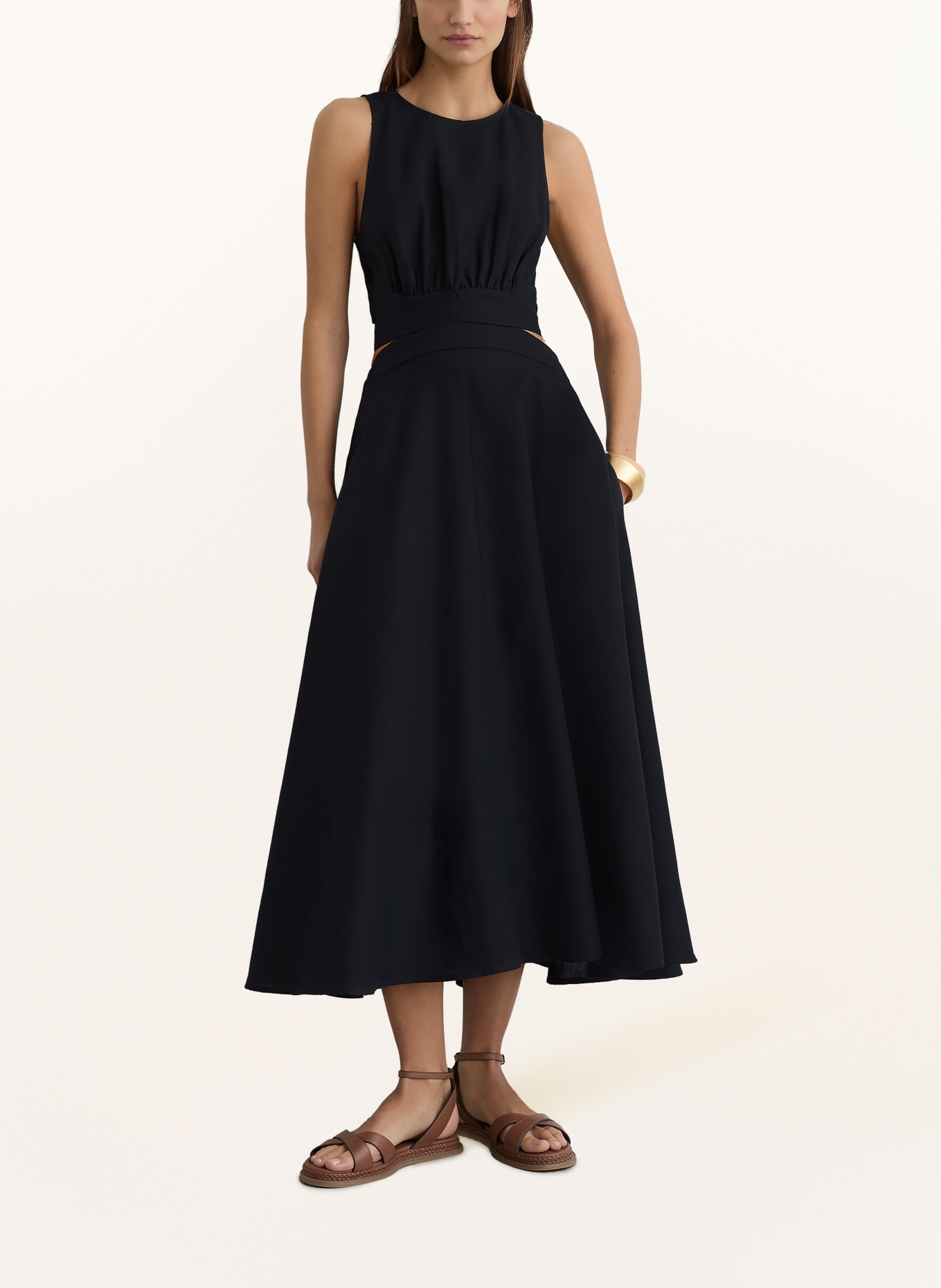 REISS Kleid HAZEL mit Leinen: DUNKELBLAU
